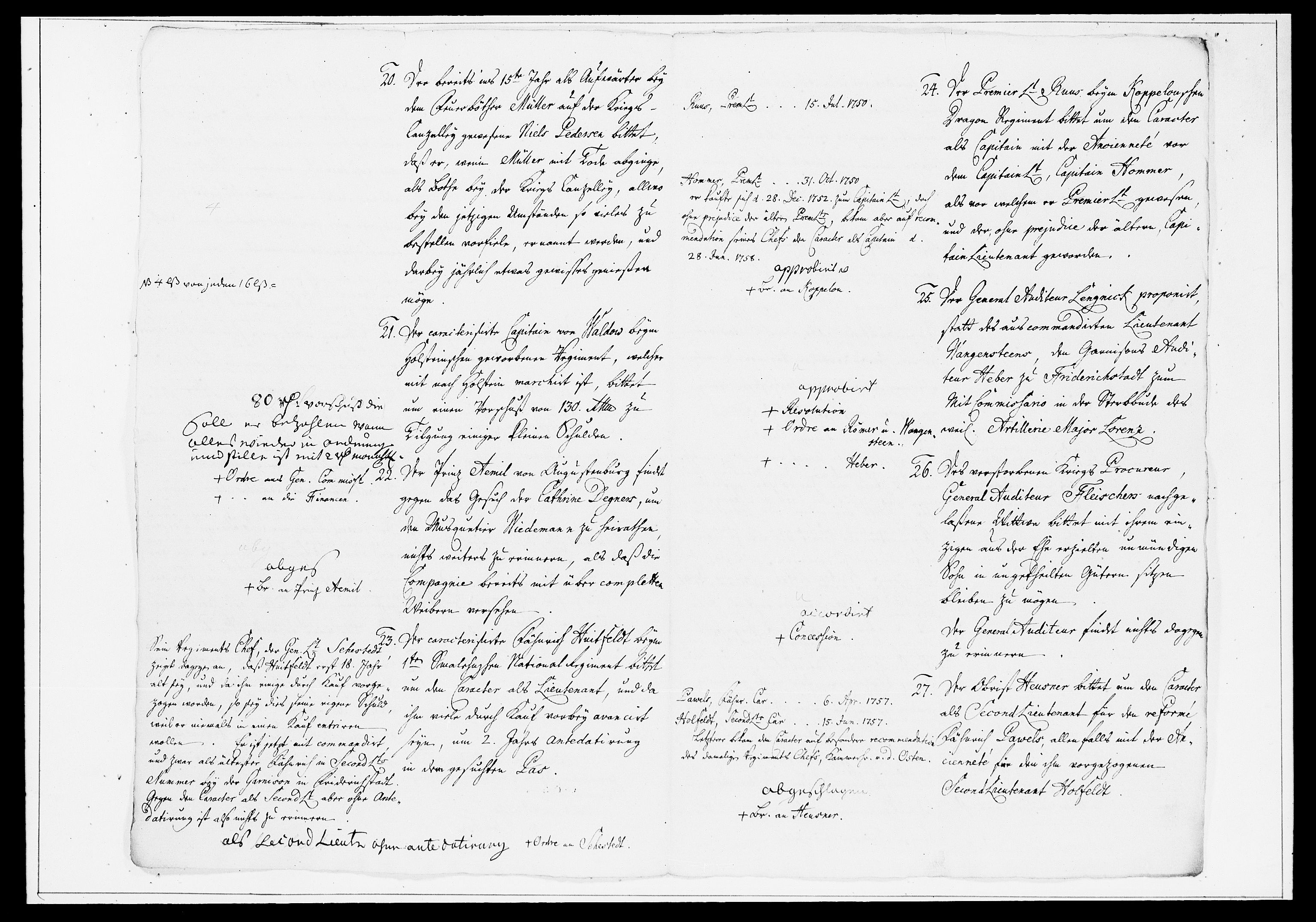 Krigskollegiet, Krigskancelliet, DRA/A-0006/-/1297-1314: Refererede sager, 1758, s. 414