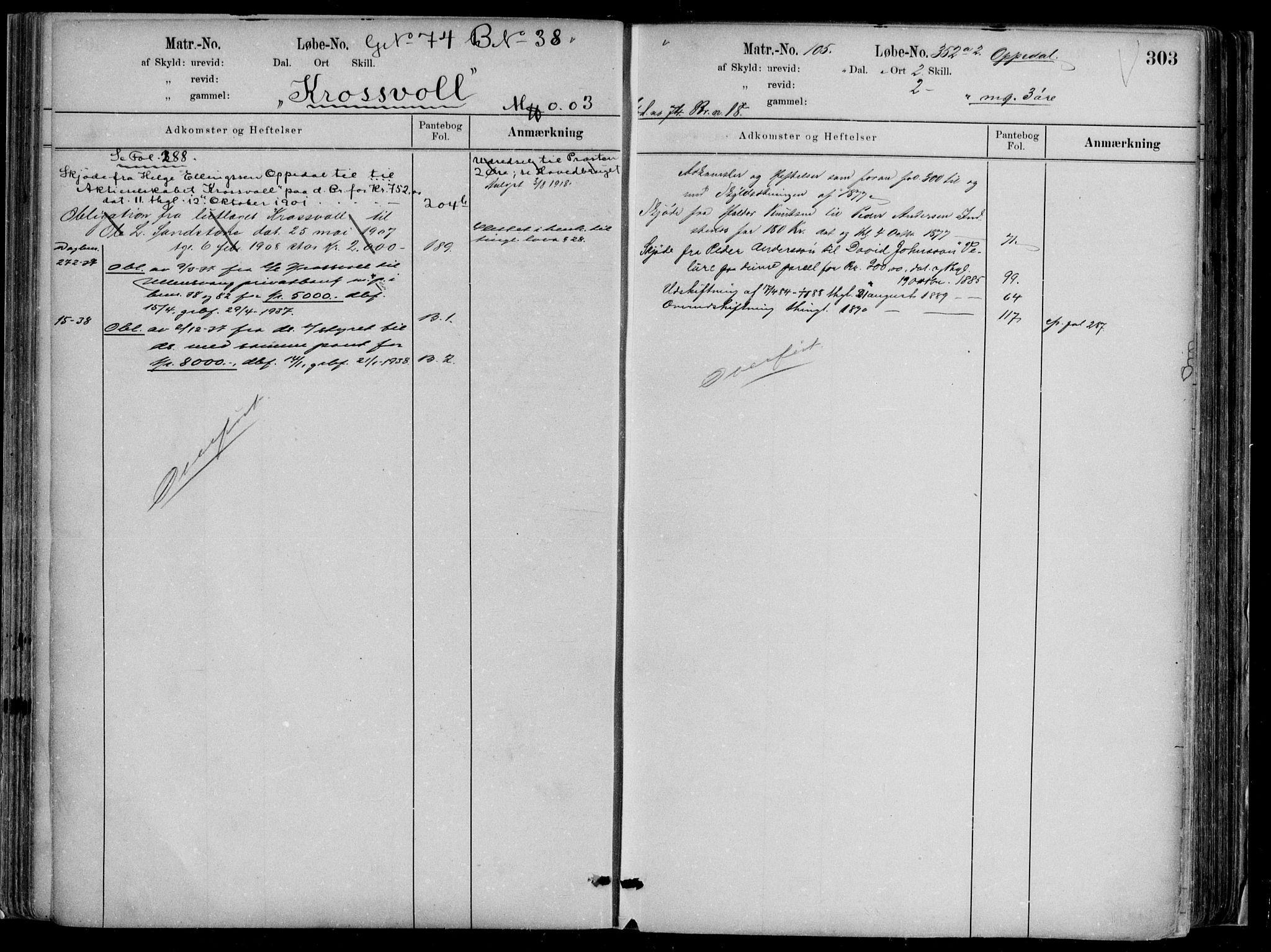 Hardanger og Voss sorenskriveri, AV/SAB-A-2501/2/2A/2Aa/L008b: Panteregister nr. II.A.a.8b, 1800-1940, s. 303