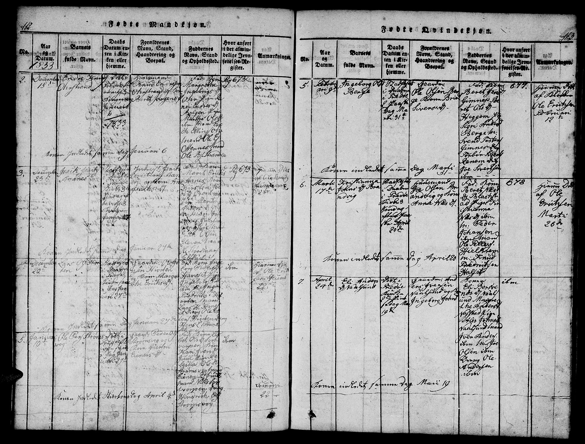 Ministerialprotokoller, klokkerbøker og fødselsregistre - Møre og Romsdal, AV/SAT-A-1454/573/L0873: Klokkerbok nr. 573C01, 1819-1834, s. 112-113