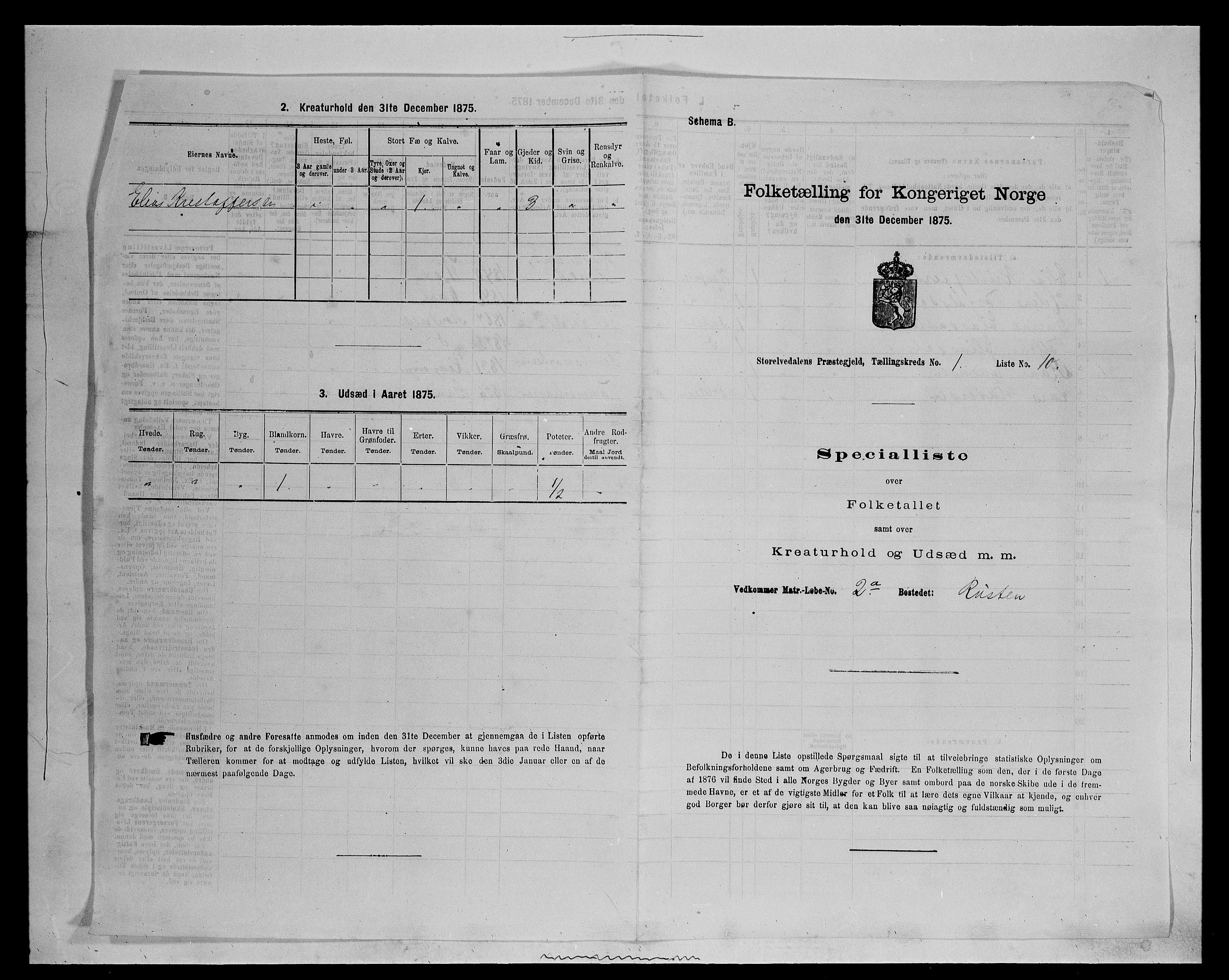 SAH, Folketelling 1875 for 0430P Stor-Elvdal prestegjeld, 1875, s. 71