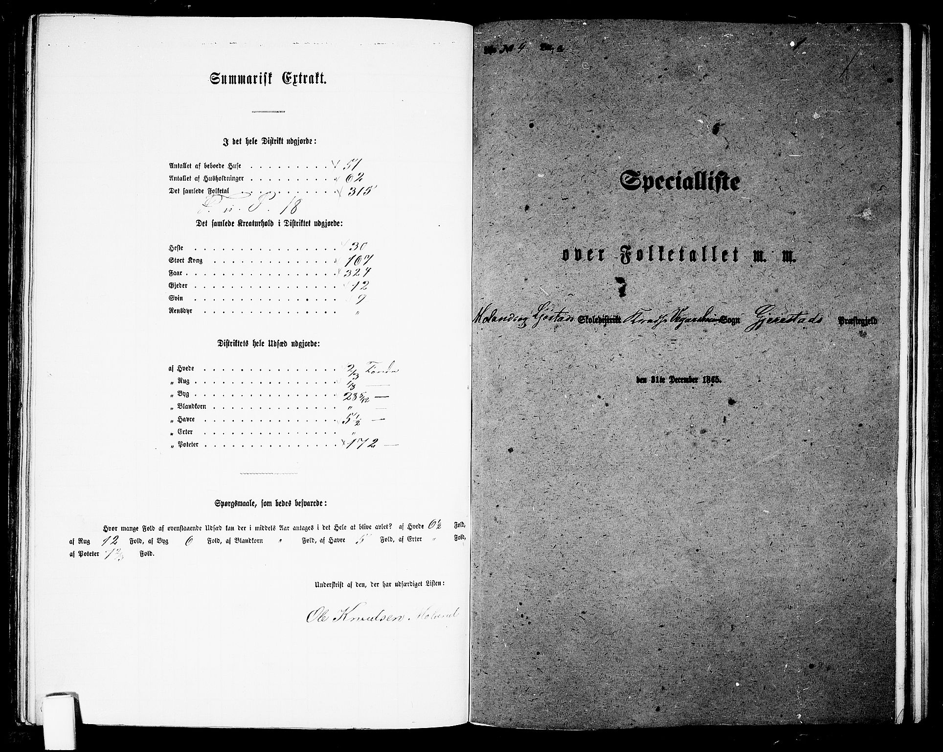 RA, Folketelling 1865 for 0911P Gjerstad prestegjeld, 1865, s. 171