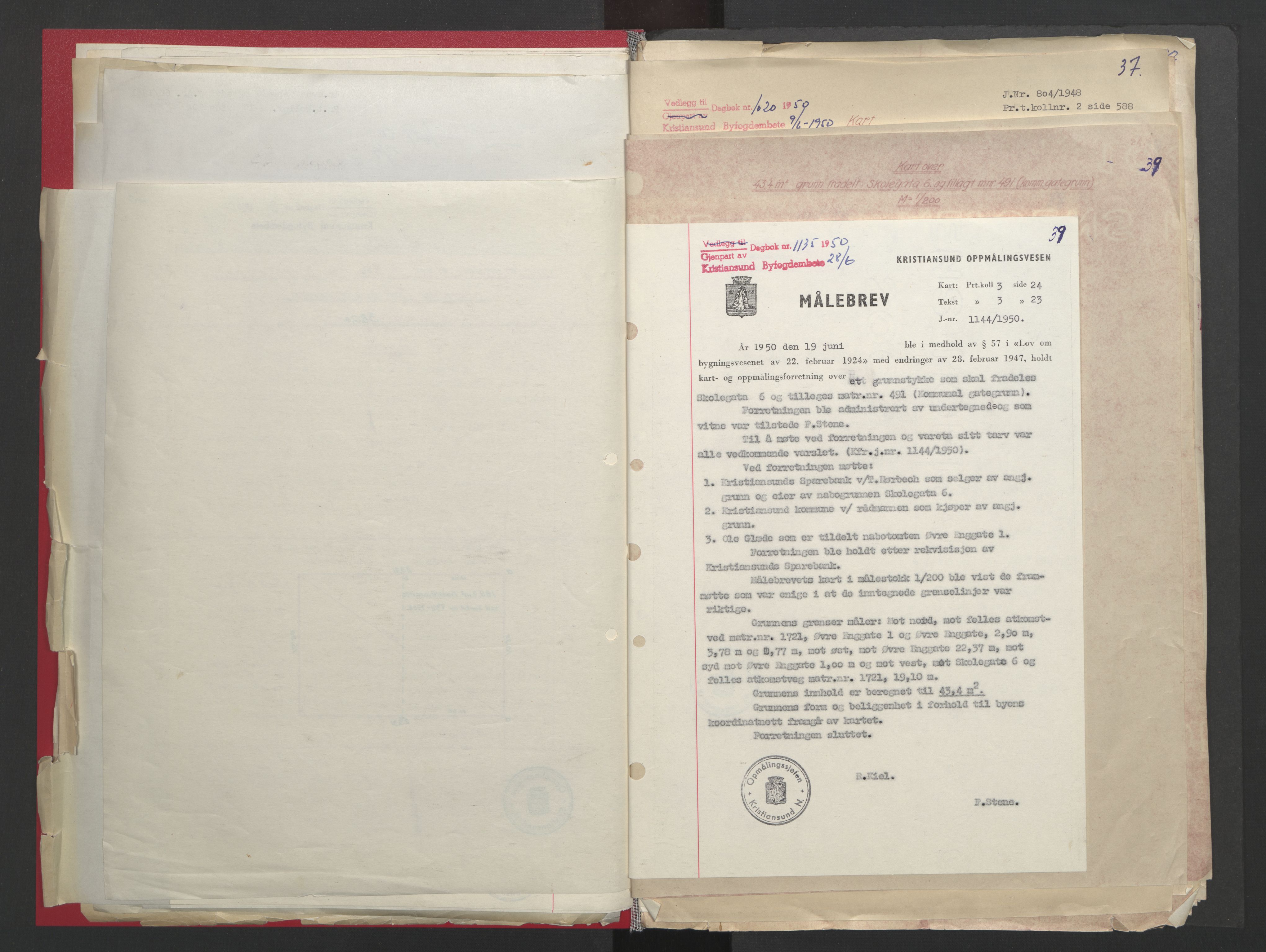Kristiansund byfogd, AV/SAT-A-4587/A/27: Pantebok nr. 48, 1950-1950, Dagboknr: 1035/1950