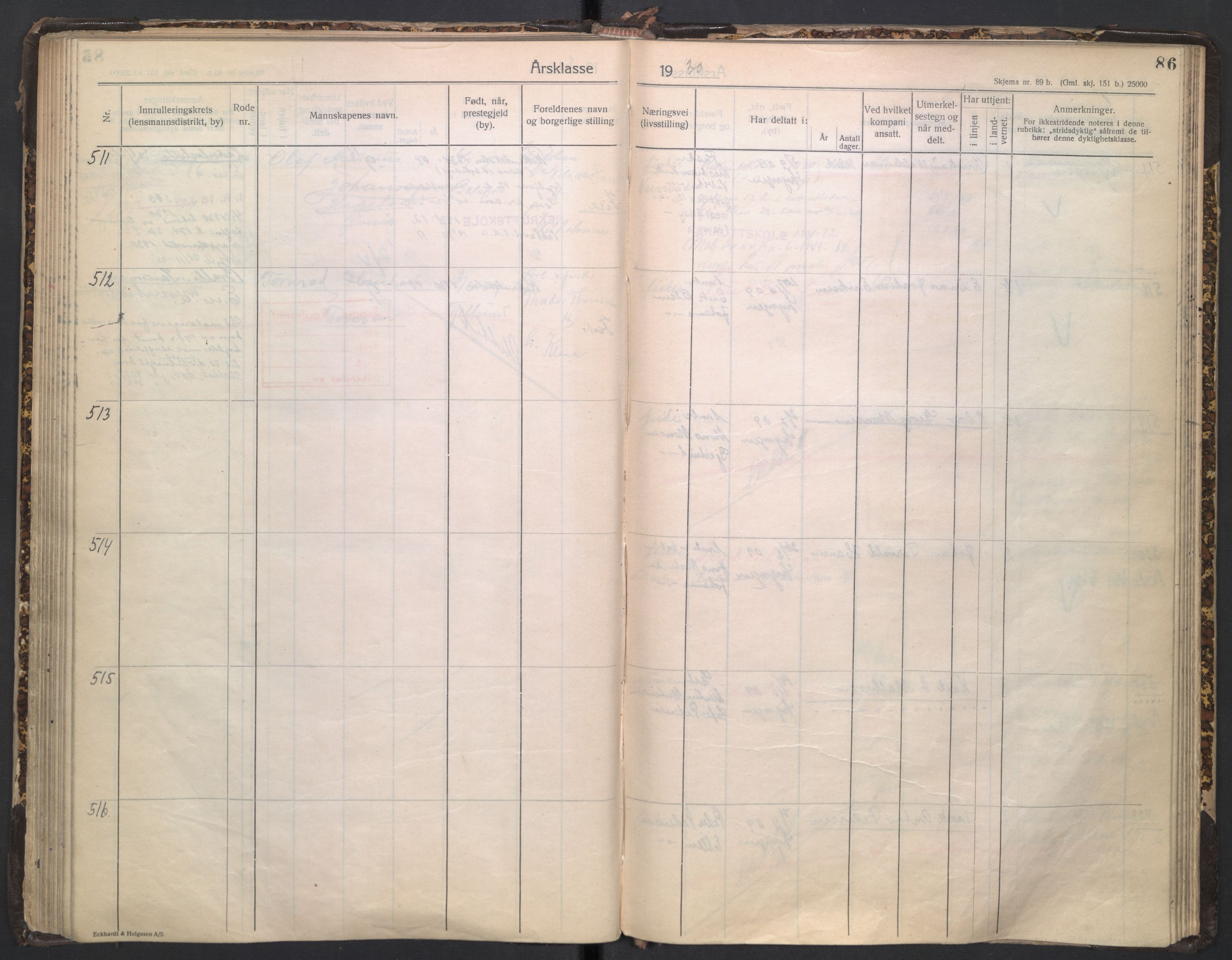 Forsvaret, Troms infanteriregiment nr. 16, AV/RA-RAFA-3146/P/Pa/L0005/0003: Ruller / Rulle for regimentets stridende menige mannskaper, årsklasse 1930, 1930, s. 86