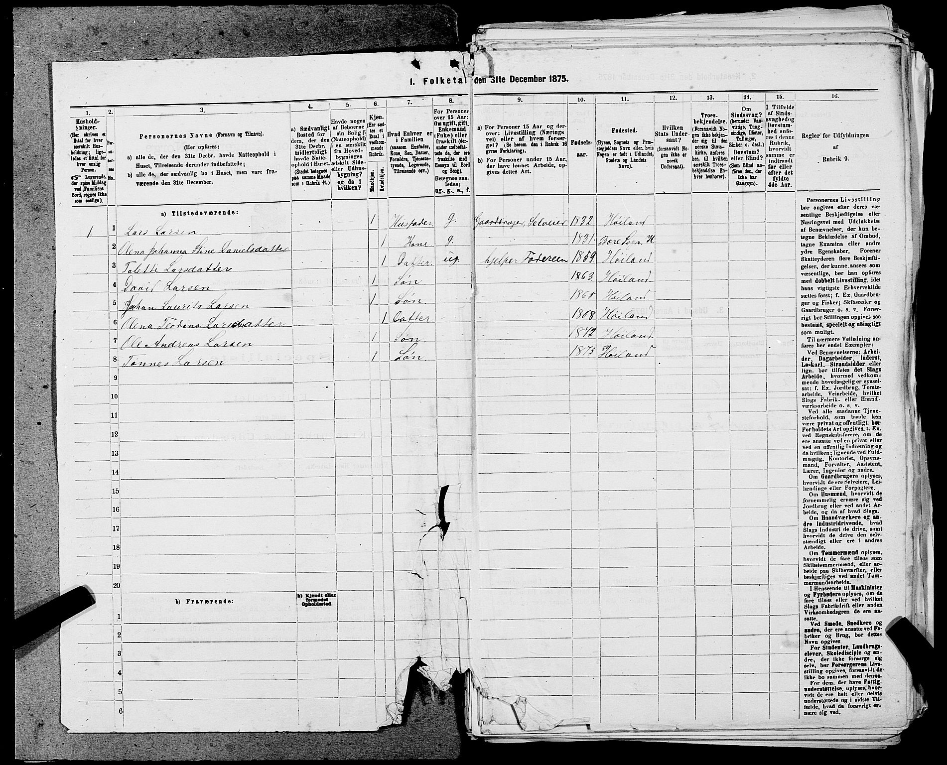 SAST, Folketelling 1875 for 1123L Høyland prestegjeld, Høyland sokn, 1875, s. 674