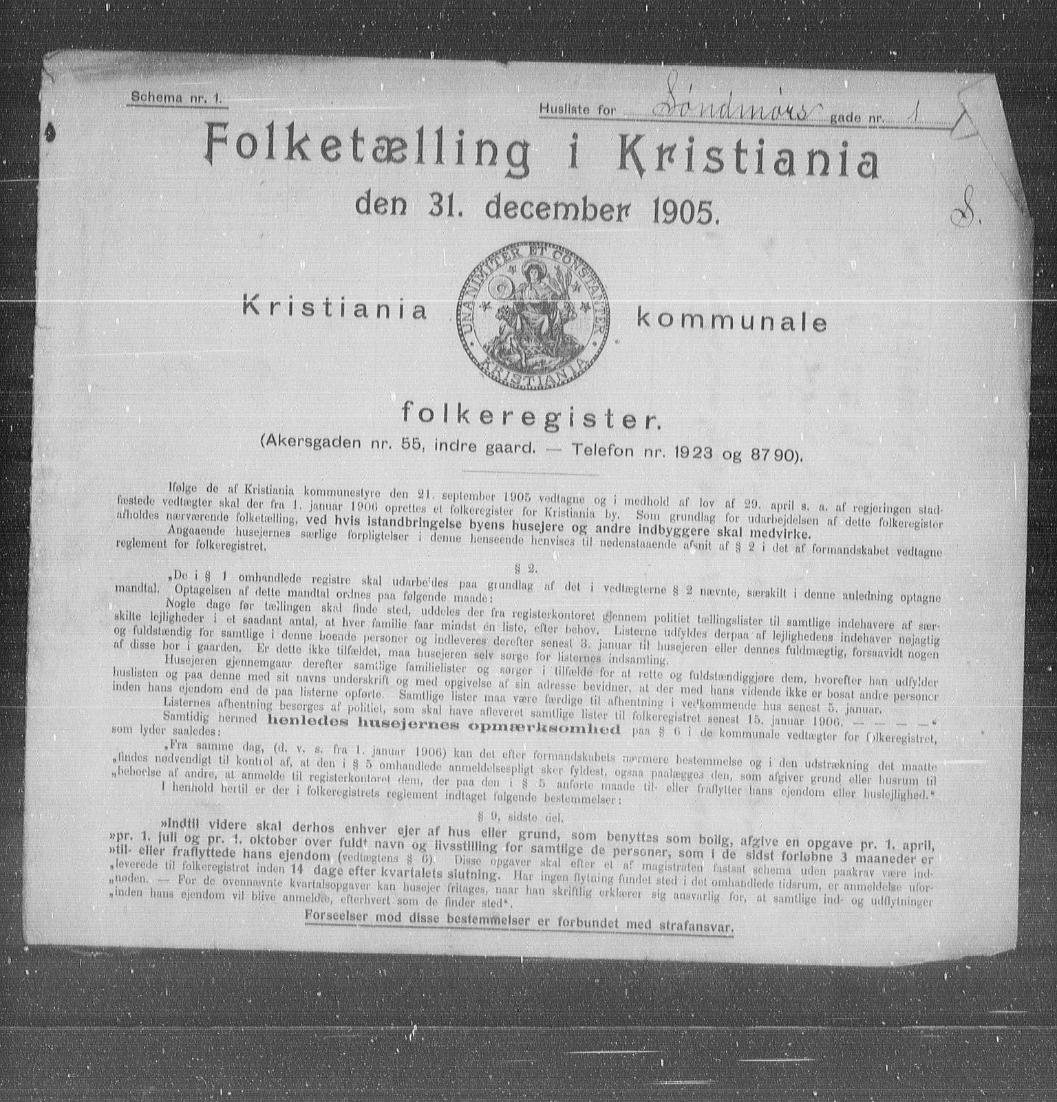 OBA, Kommunal folketelling 31.12.1905 for Kristiania kjøpstad, 1905, s. 55616