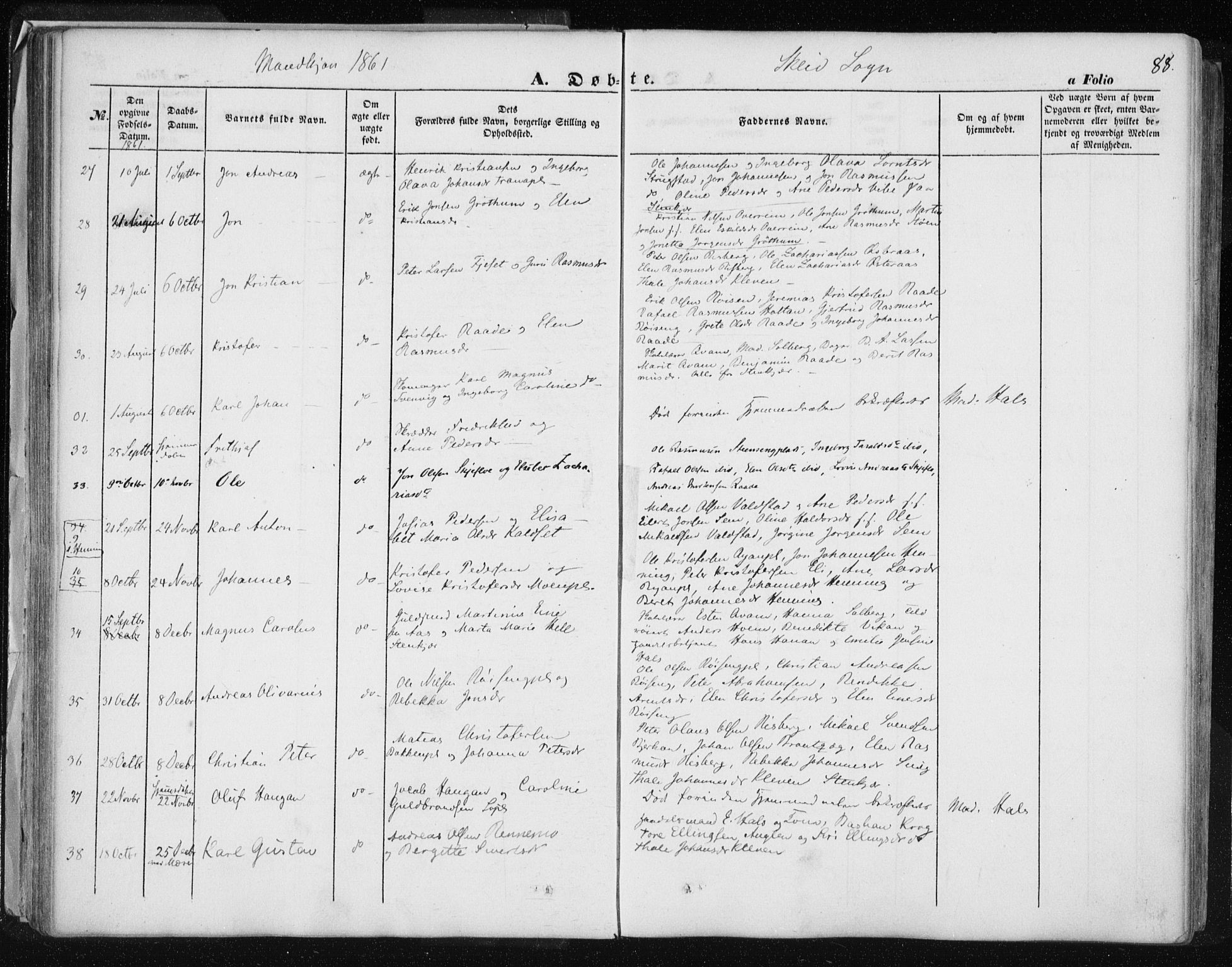 Ministerialprotokoller, klokkerbøker og fødselsregistre - Nord-Trøndelag, AV/SAT-A-1458/735/L0342: Ministerialbok nr. 735A07 /2, 1849-1862, s. 88
