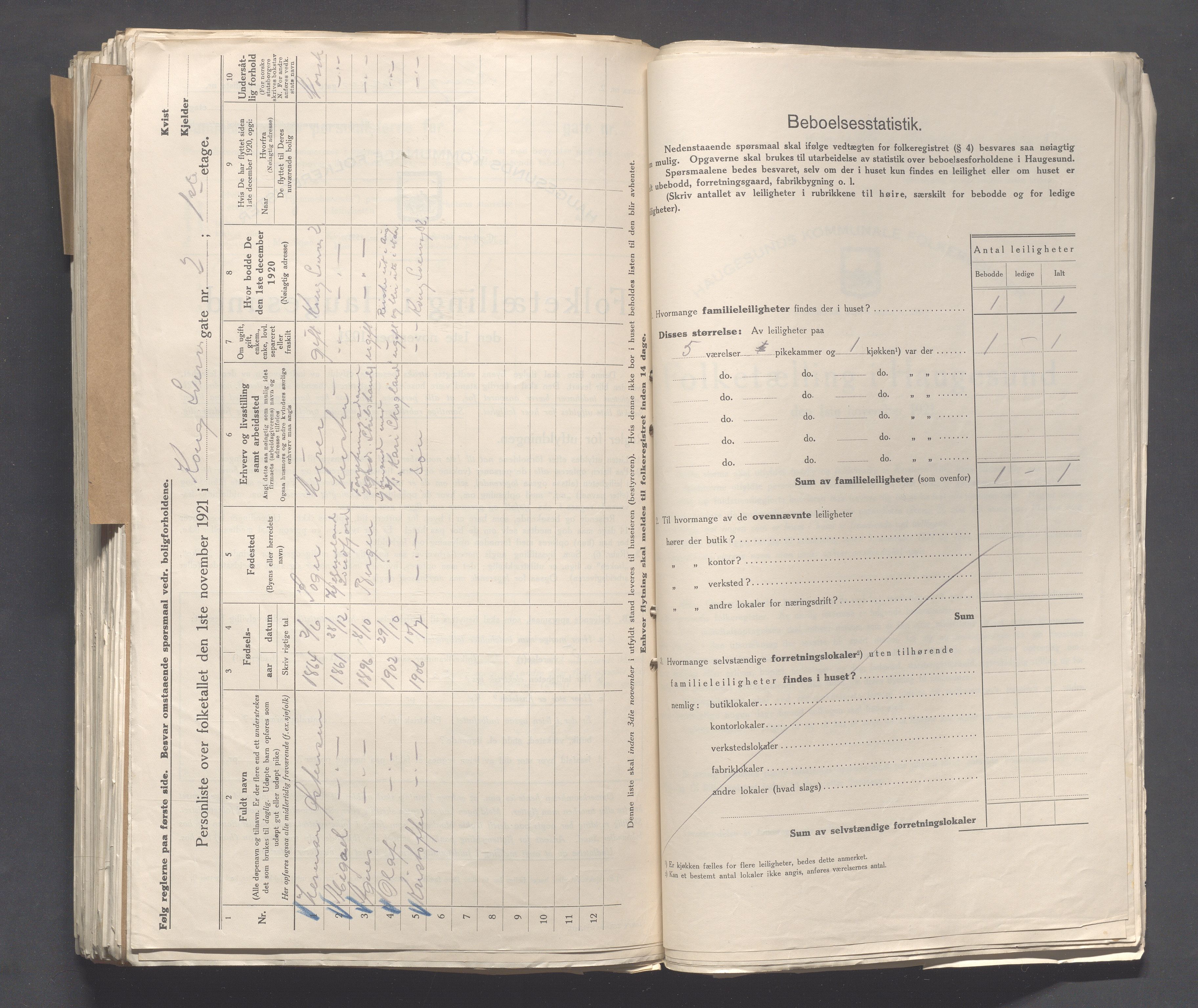 IKAR, Kommunal folketelling 1.11.1921 for Haugesund, 1921, s. 2962