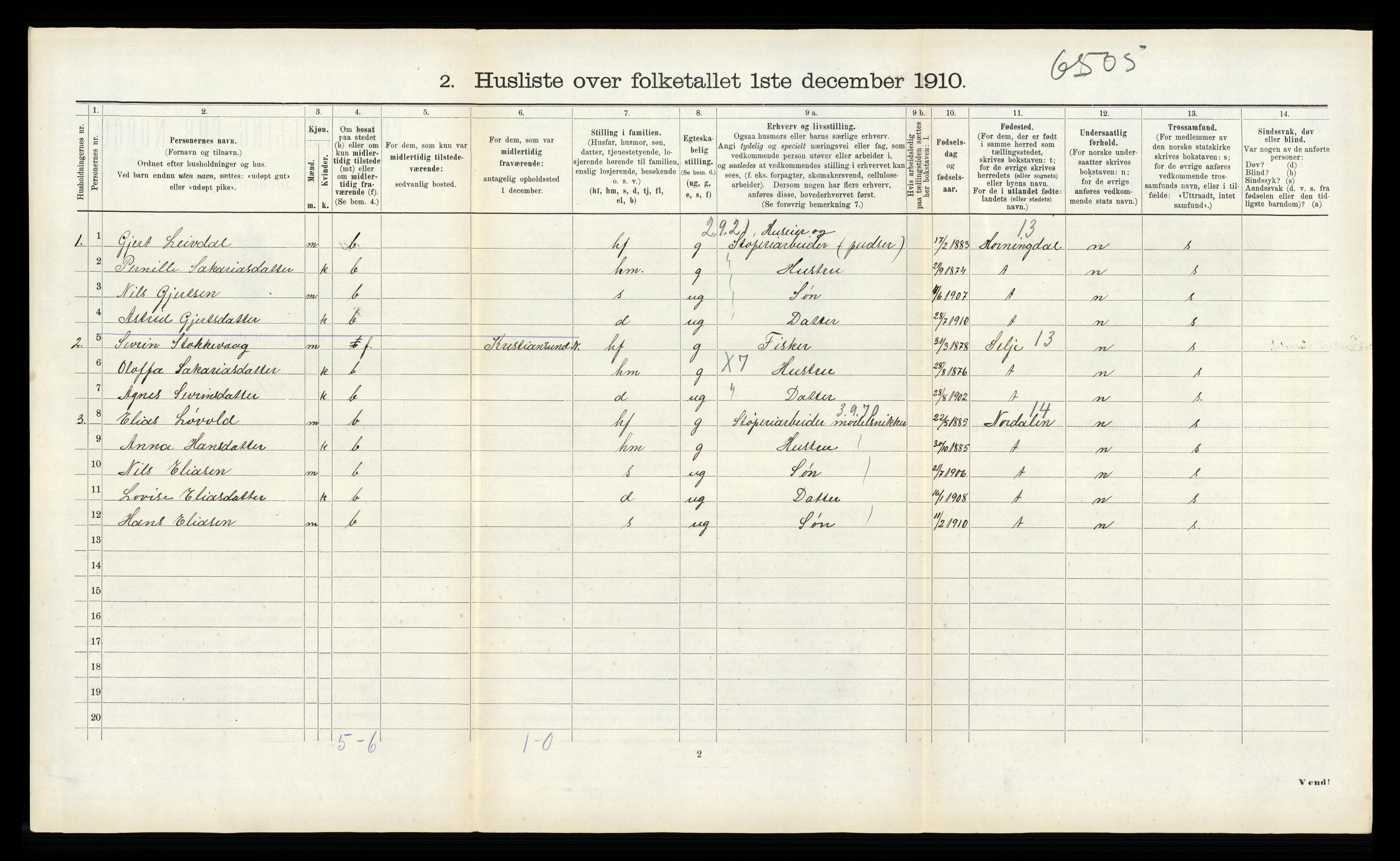 RA, Folketelling 1910 for 1519 Volda herred, 1910, s. 541