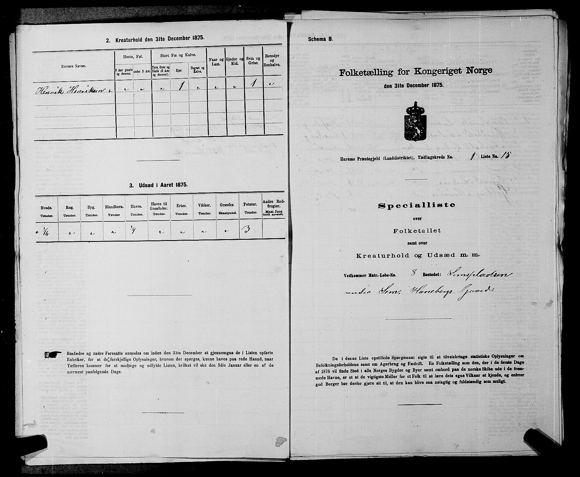 SAKO, Folketelling 1875 for 0628L Hurum prestegjeld, Hurum sokn, 1875, s. 39