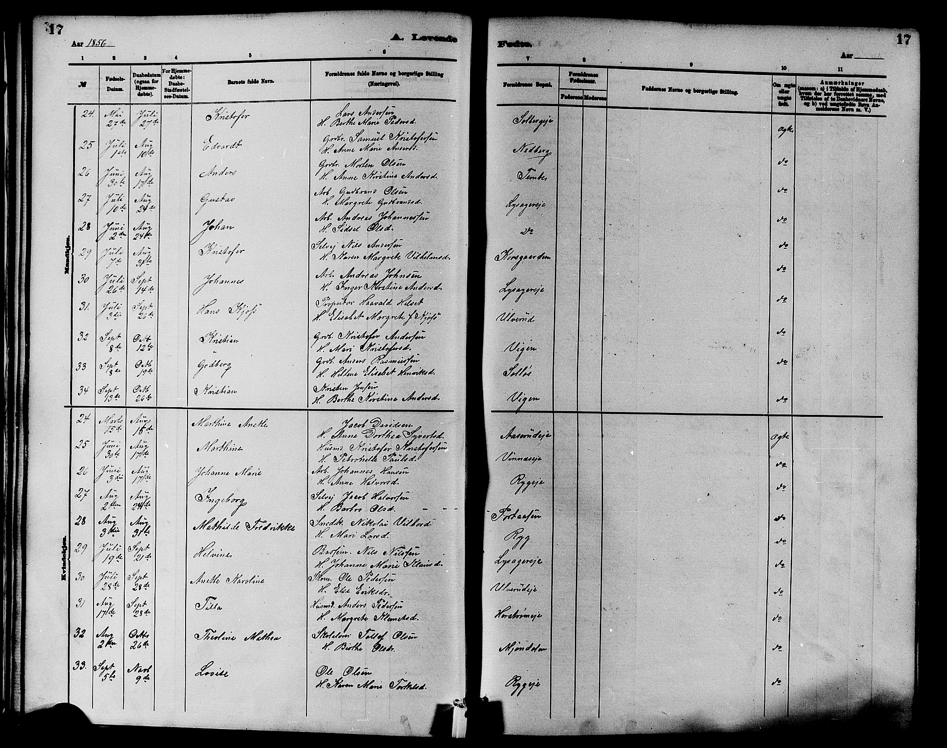 Nedre Eiker kirkebøker, AV/SAKO-A-612/F/Fa/L0001: Ministerialbok nr. 1, 1853-1877, s. 17