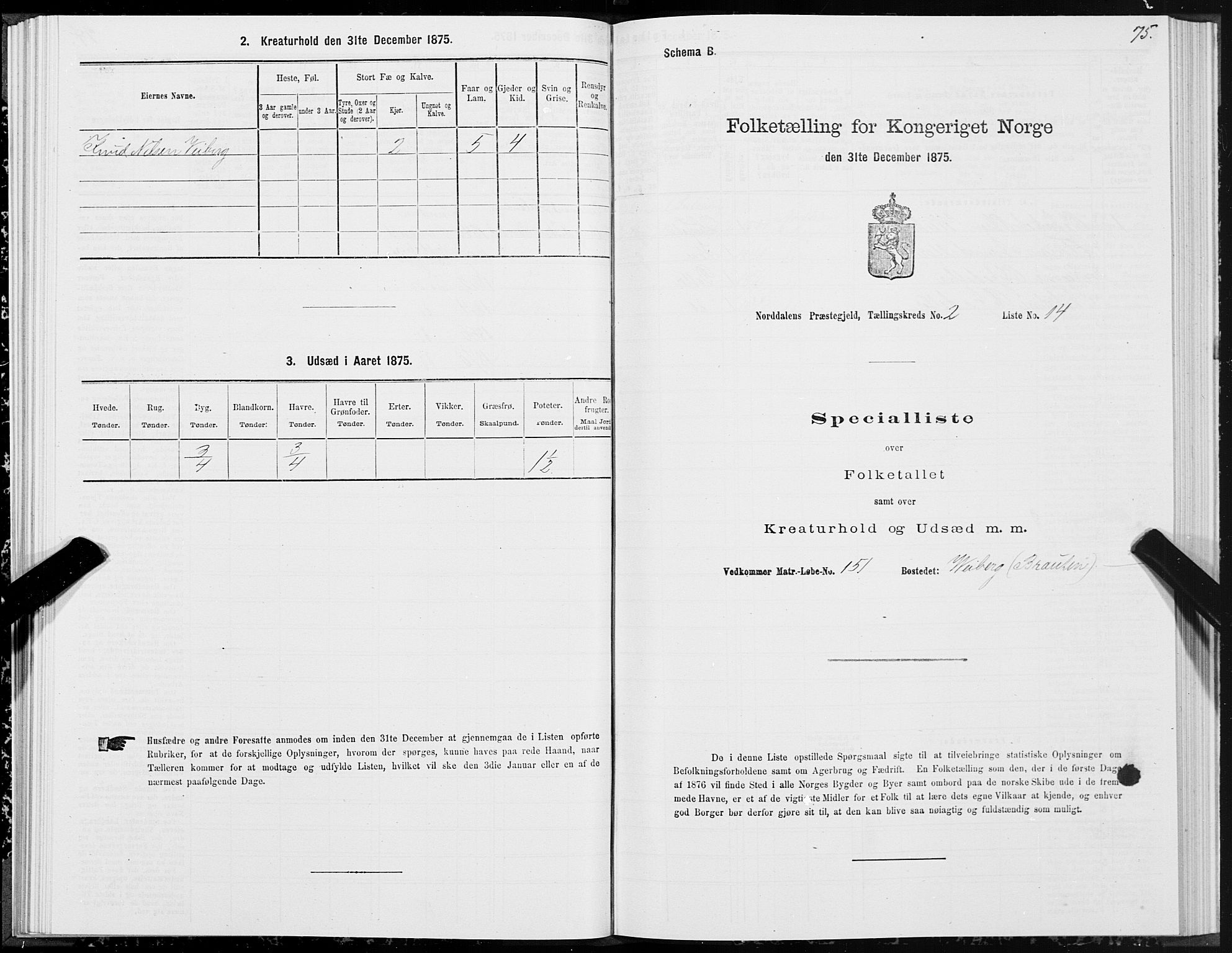 SAT, Folketelling 1875 for 1524P Norddal prestegjeld, 1875, s. 1075