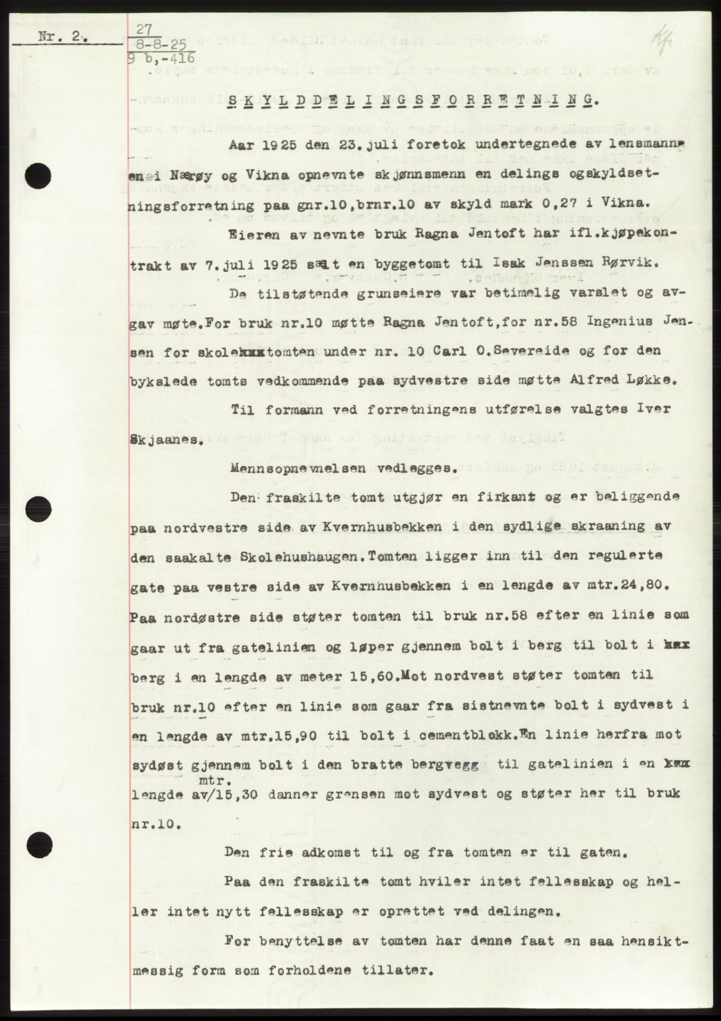 Namdal sorenskriveri, SAT/A-4133/1/2/2C: Pantebok nr. -, 1922-1925, Tingl.dato: 08.08.1925