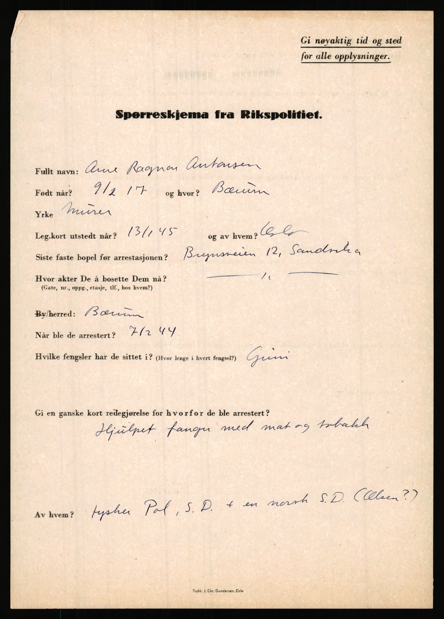 Rikspolitisjefen, AV/RA-S-1560/L/L0001: Abelseth, Rudolf - Berentsen, Odd, 1940-1945, s. 771