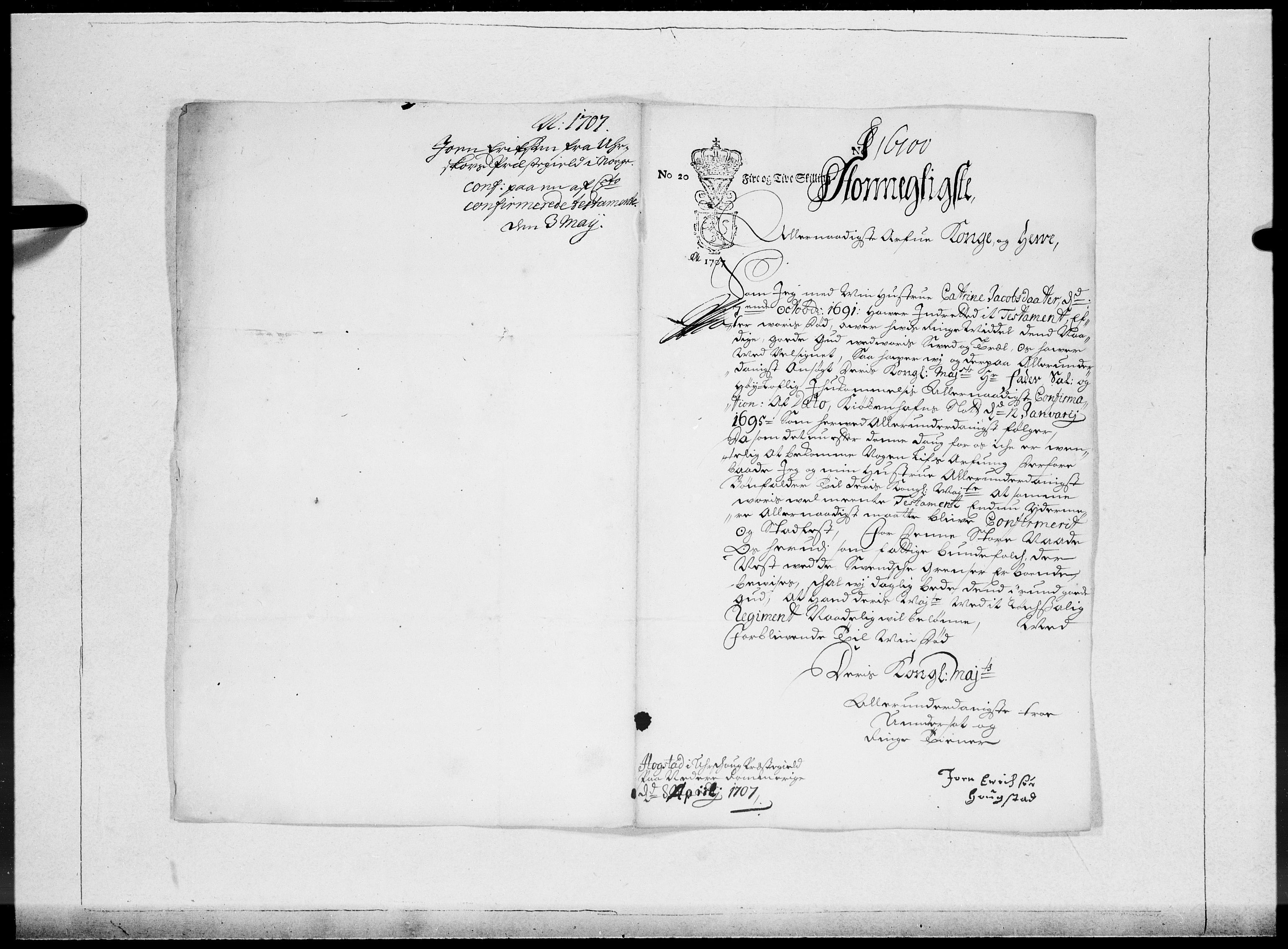Danske Kanselli 1572-1799, RA/EA-3023/F/Fc/Fcc/Fcca/L0062: Norske innlegg 1572-1799, 1707, s. 42