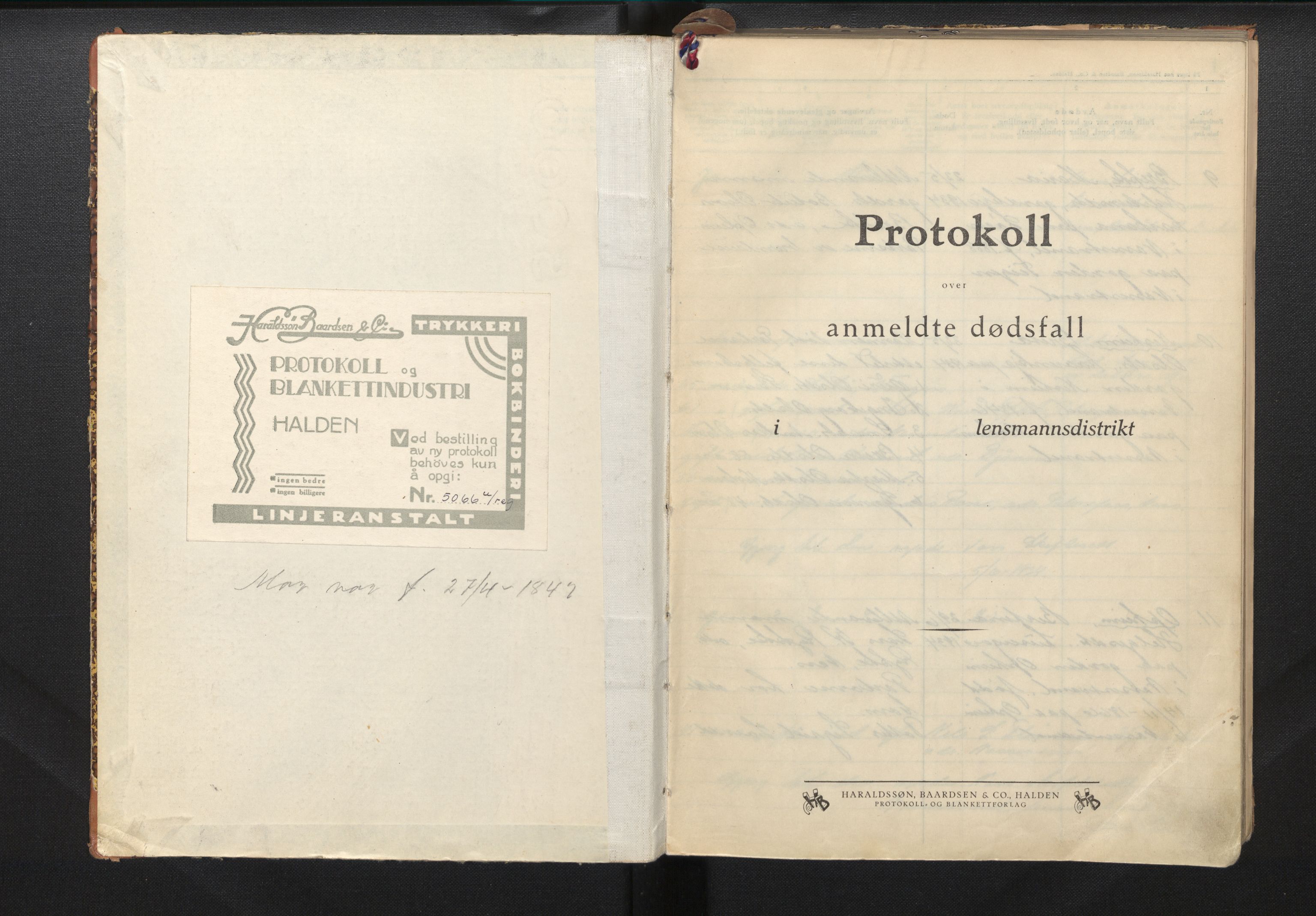 Lensmannen i Vossestrand, SAB/A-35901/0006/L0003a: Dødsfallprotokoll, 1934-1946