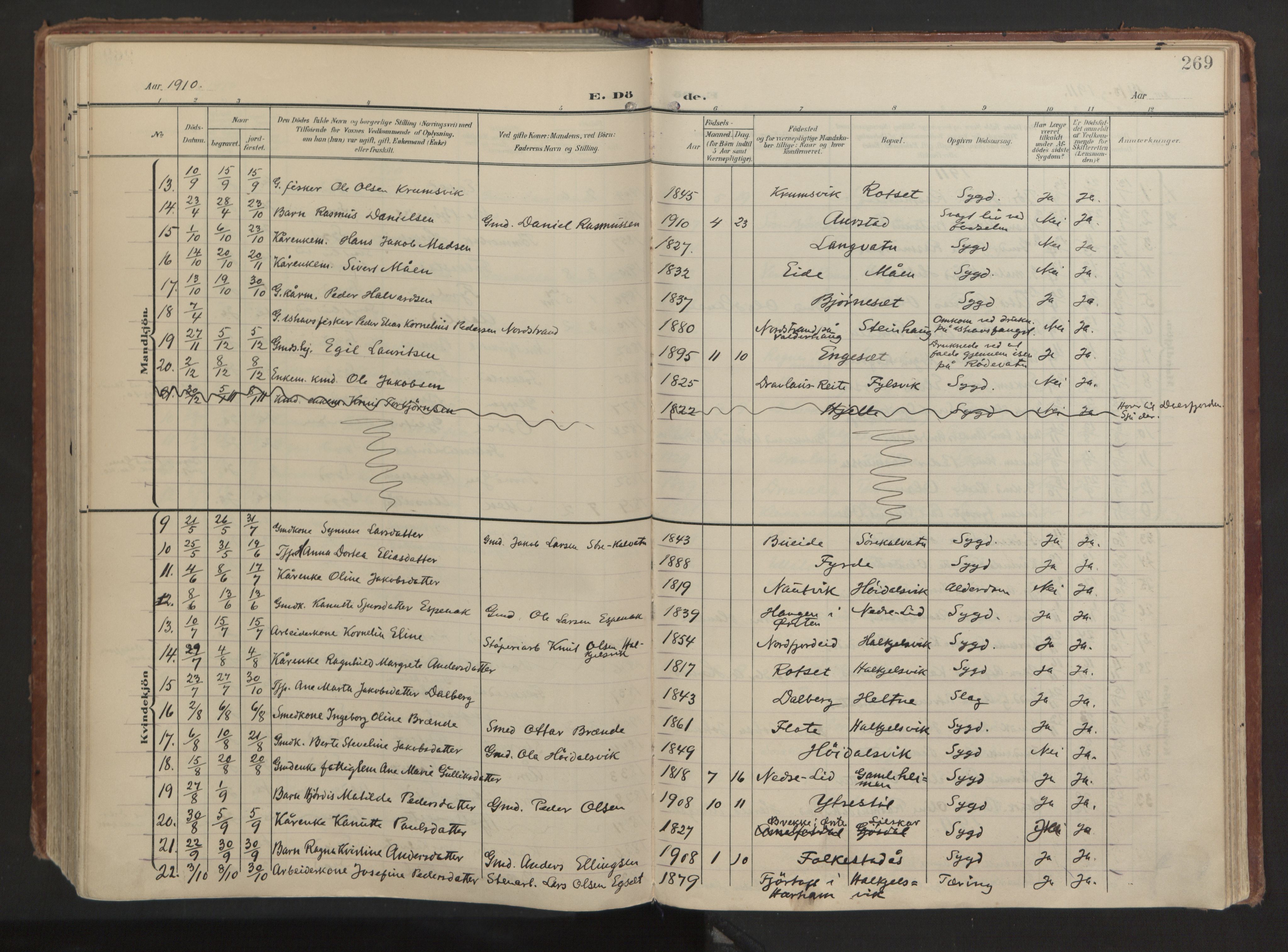 Ministerialprotokoller, klokkerbøker og fødselsregistre - Møre og Romsdal, AV/SAT-A-1454/511/L0144: Ministerialbok nr. 511A11, 1906-1923, s. 269