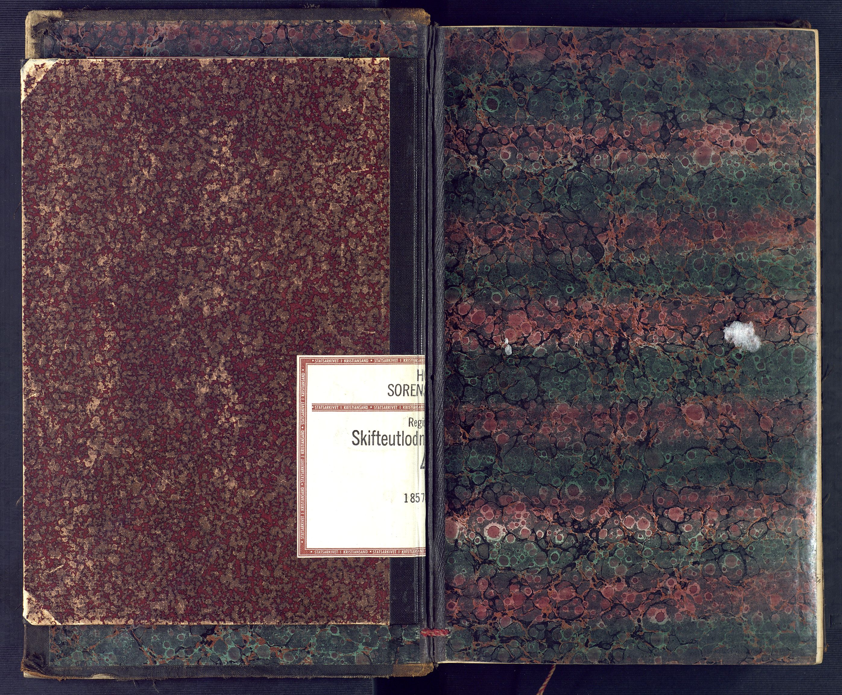 Holt sorenskriveri, SAK/1221-0002/H/Hc/L0029: Skifteutlodningsprotokoll nr. 4 med løst register, 1857-1862