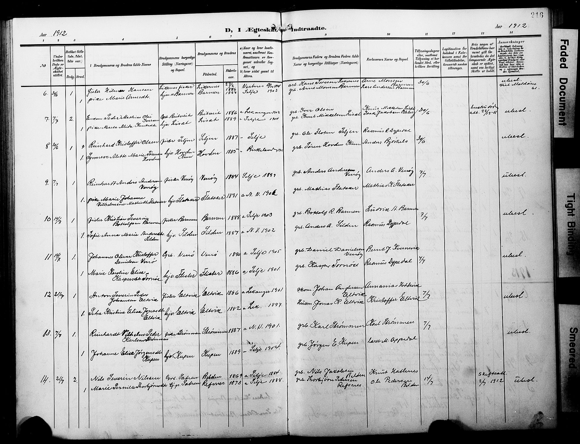 Selje sokneprestembete, AV/SAB-A-99938/H/Ha/Hab/Habb: Klokkerbok nr. B 1, 1905-1923, s. 216