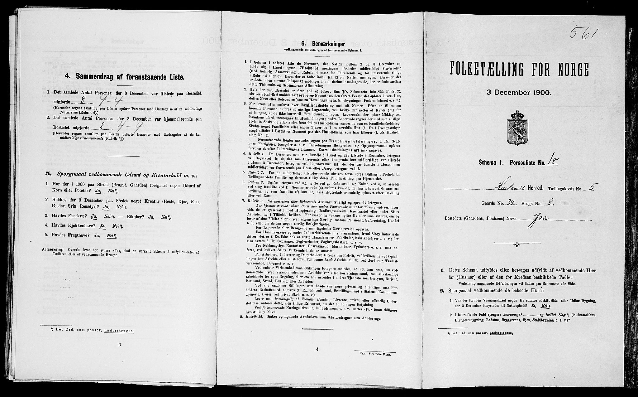 SAST, Folketelling 1900 for 1124 Haaland herred, 1900, s. 850