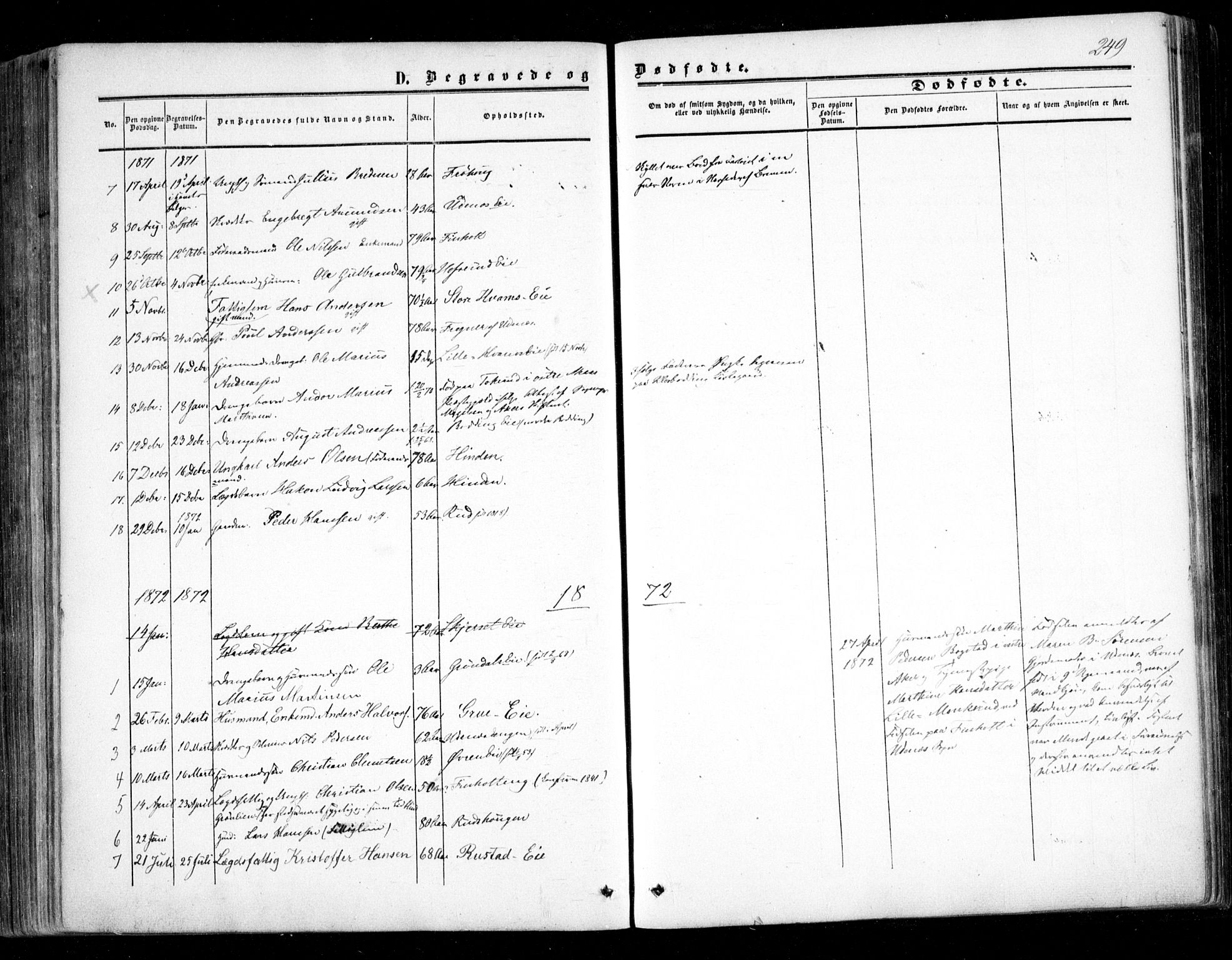 Nes prestekontor Kirkebøker, SAO/A-10410/F/Fc/L0001: Ministerialbok nr. III 1, 1859-1882, s. 249