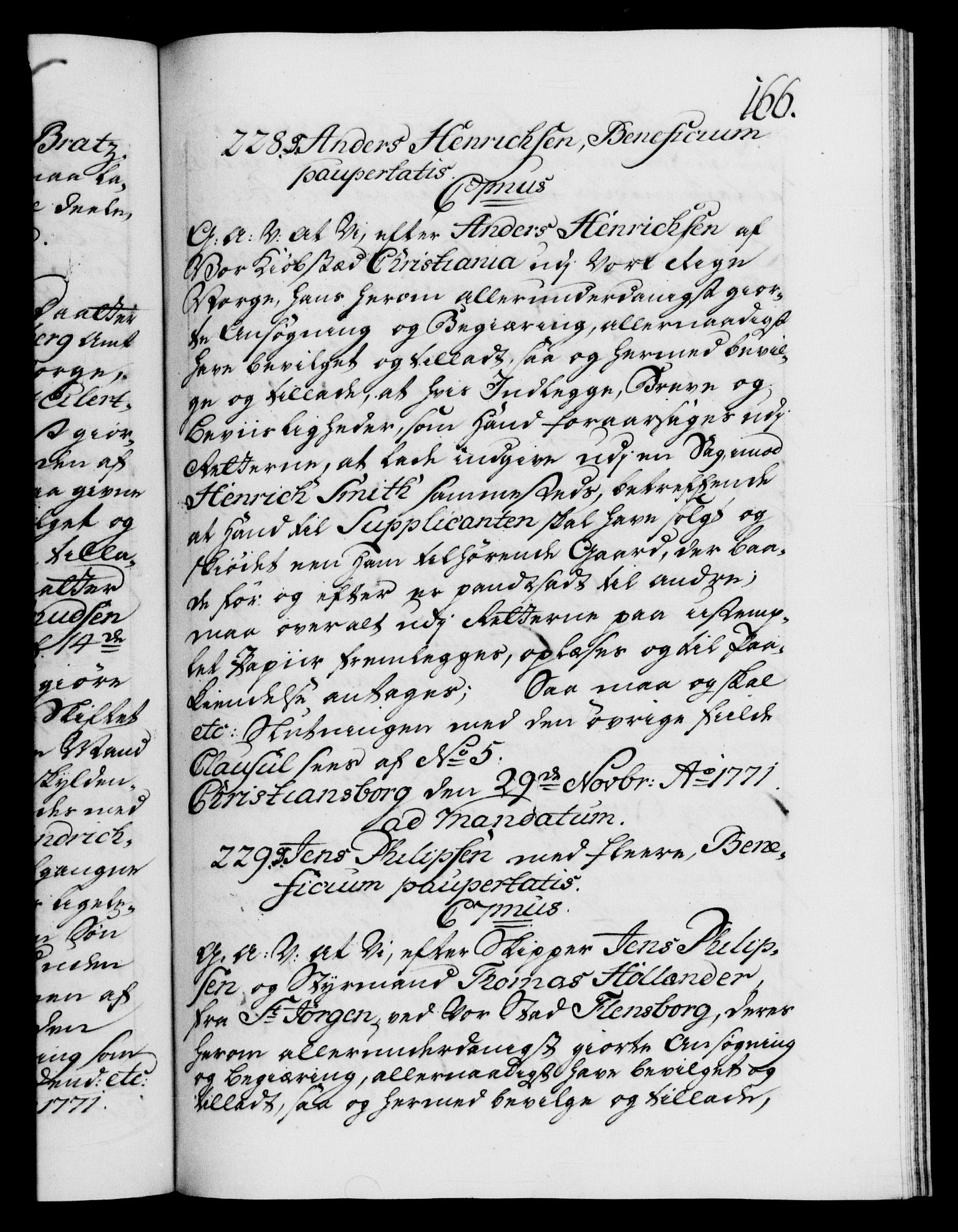 Danske Kanselli 1572-1799, RA/EA-3023/F/Fc/Fca/Fcaa/L0045: Norske registre "Norske eller 3. dept.s åpne brev, 1771-1773, s. 166a