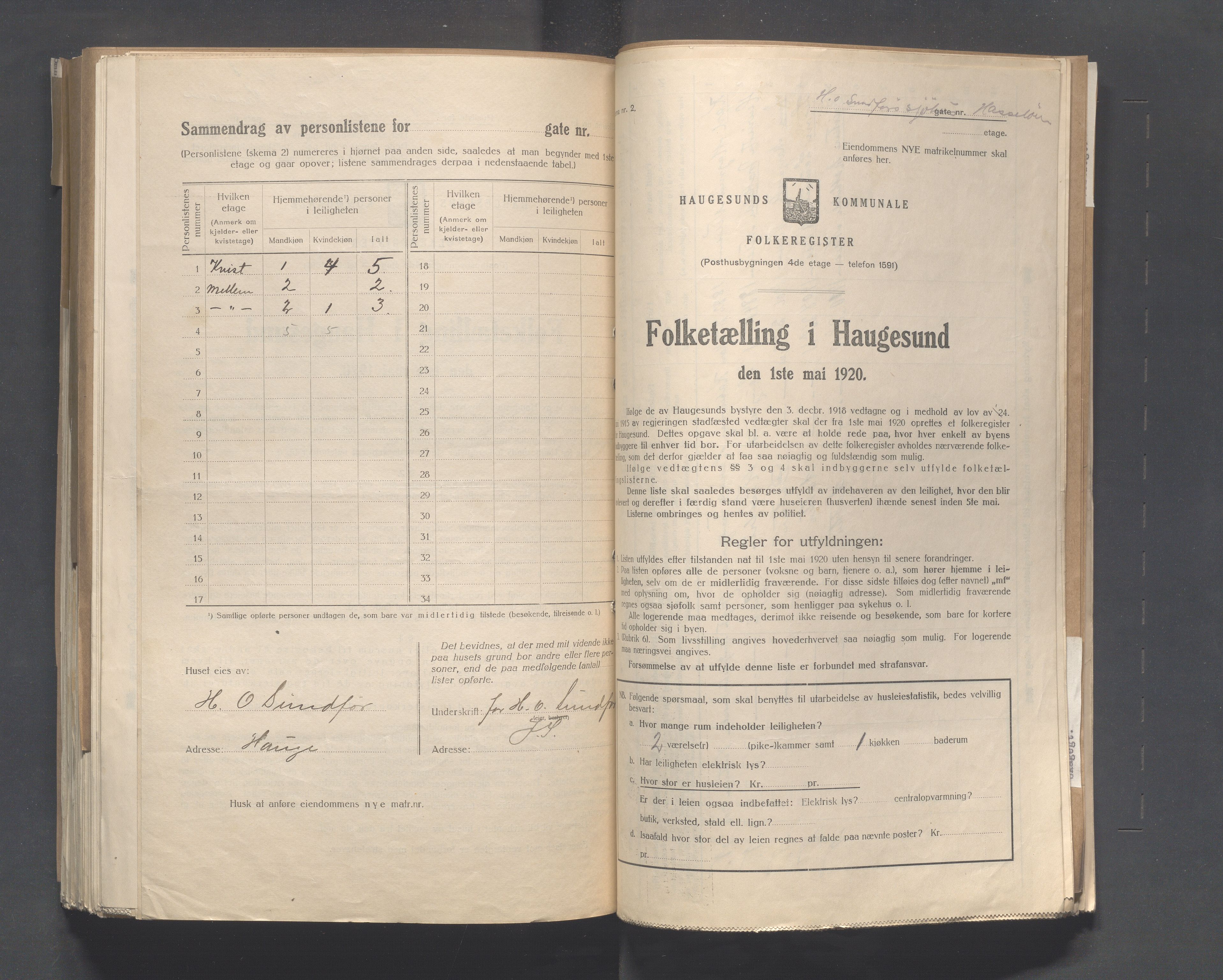 IKAR, Kommunal folketelling 1.5.1920 for Haugesund, 1920, s. 6288