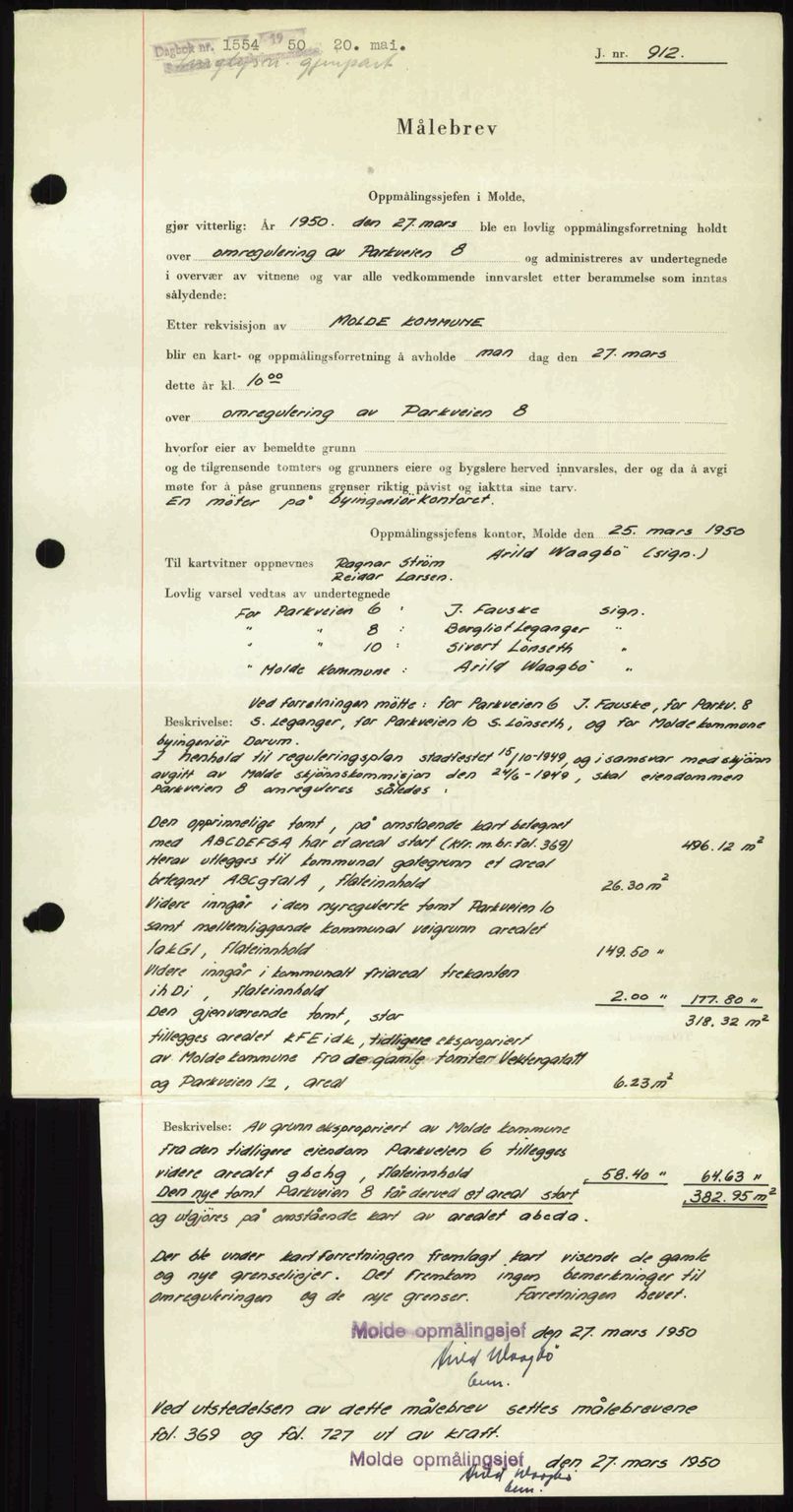 Romsdal sorenskriveri, SAT/A-4149/1/2/2C: Pantebok nr. A33, 1950-1950, Dagboknr: 1554/1950