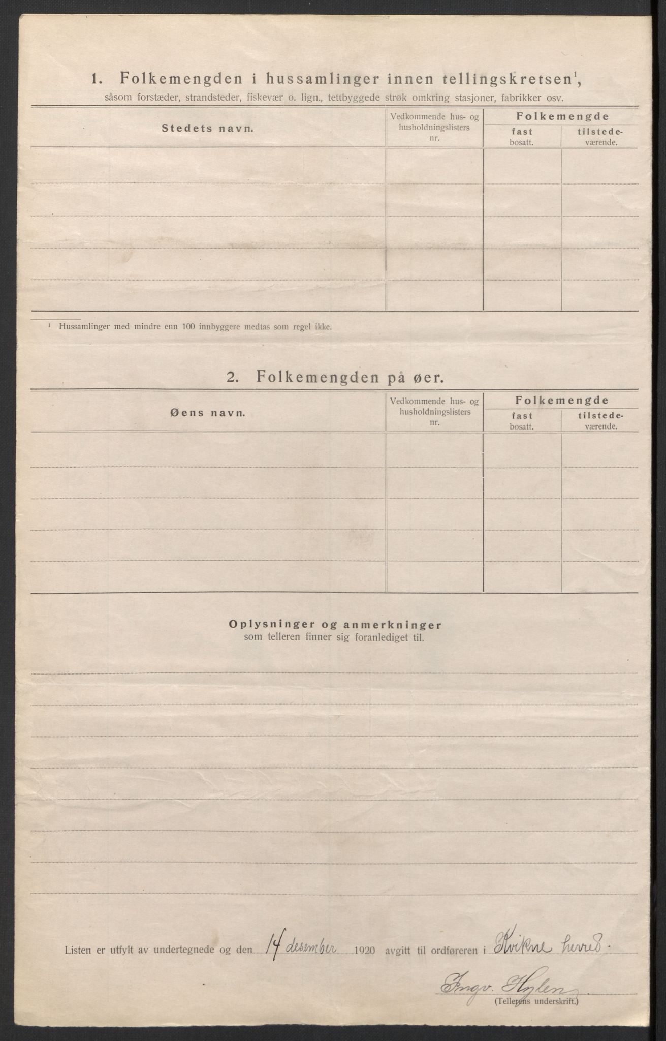 SAH, Folketelling 1920 for 0440 Kvikne herred, 1920, s. 14