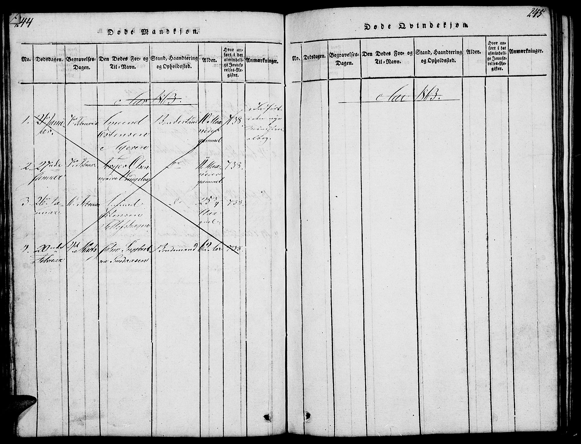 Tolga prestekontor, SAH/PREST-062/L/L0003: Klokkerbok nr. 3, 1815-1862, s. 244-245