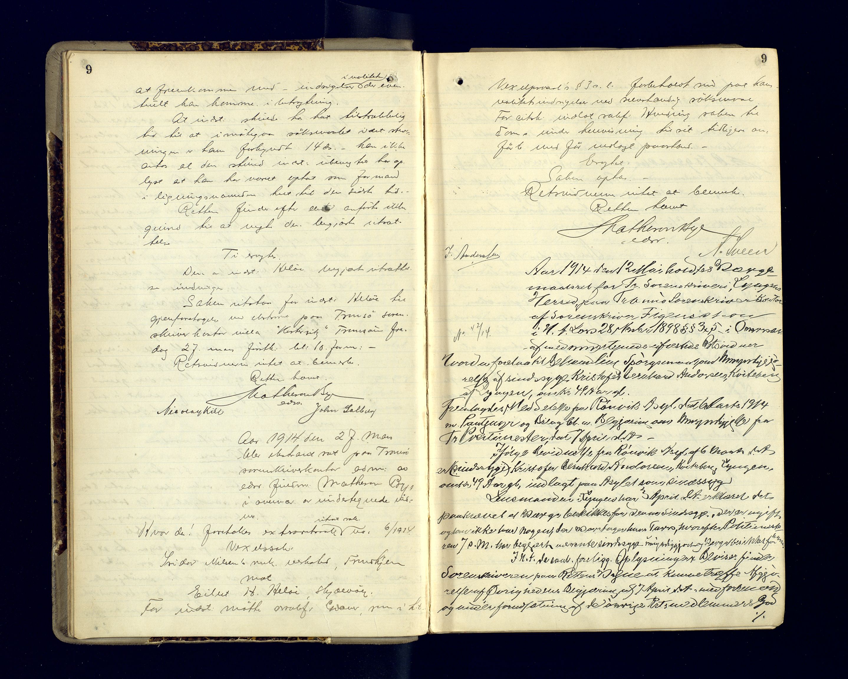 Malangen sorenskriveri, AV/SATØ-SATØ-0051/1/F/Fa/L0034: Ekstraretts- og sjørettsprotokoller. Med noen vigsler (f.eks. side 229), 1913-1924, s. 9