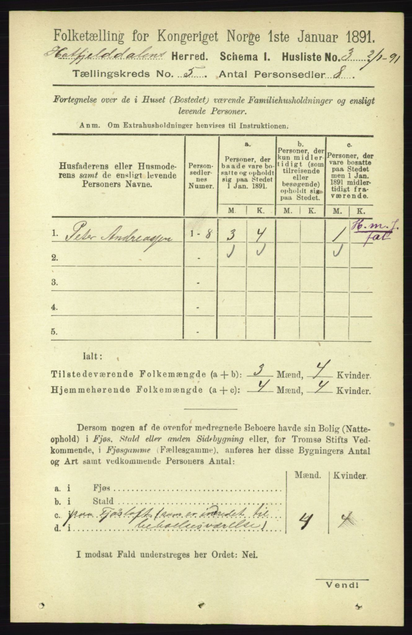 RA, Folketelling 1891 for 1826 Hattfjelldal herred, 1891, s. 1110