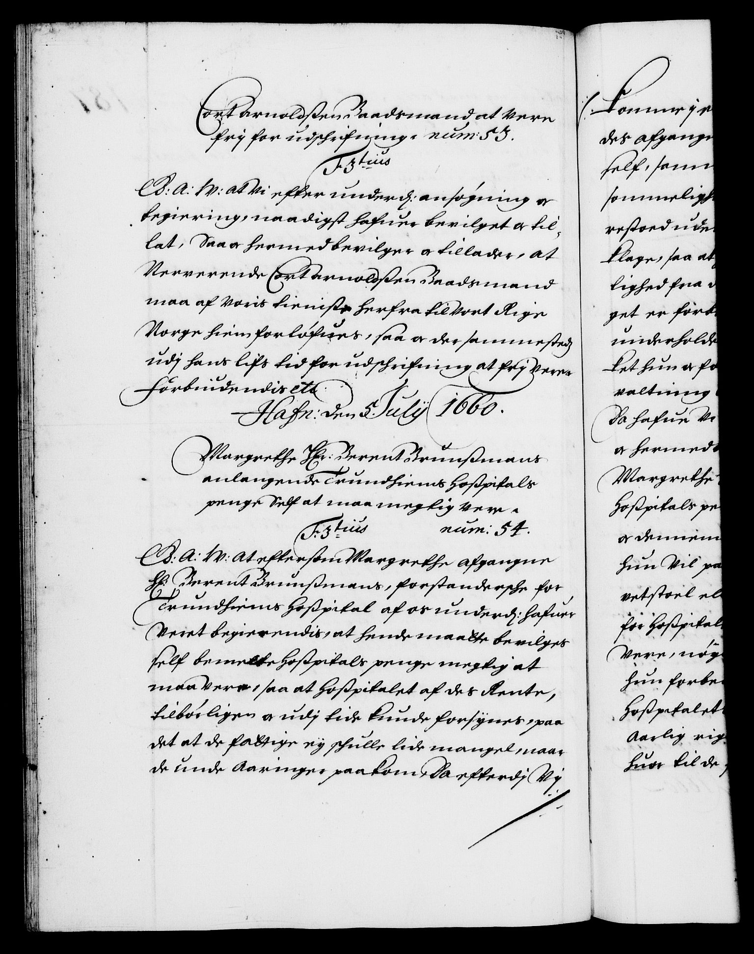 Danske Kanselli 1572-1799, RA/EA-3023/F/Fc/Fca/Fcaa/L0009: Norske registre (mikrofilm), 1657-1660, s. 187b