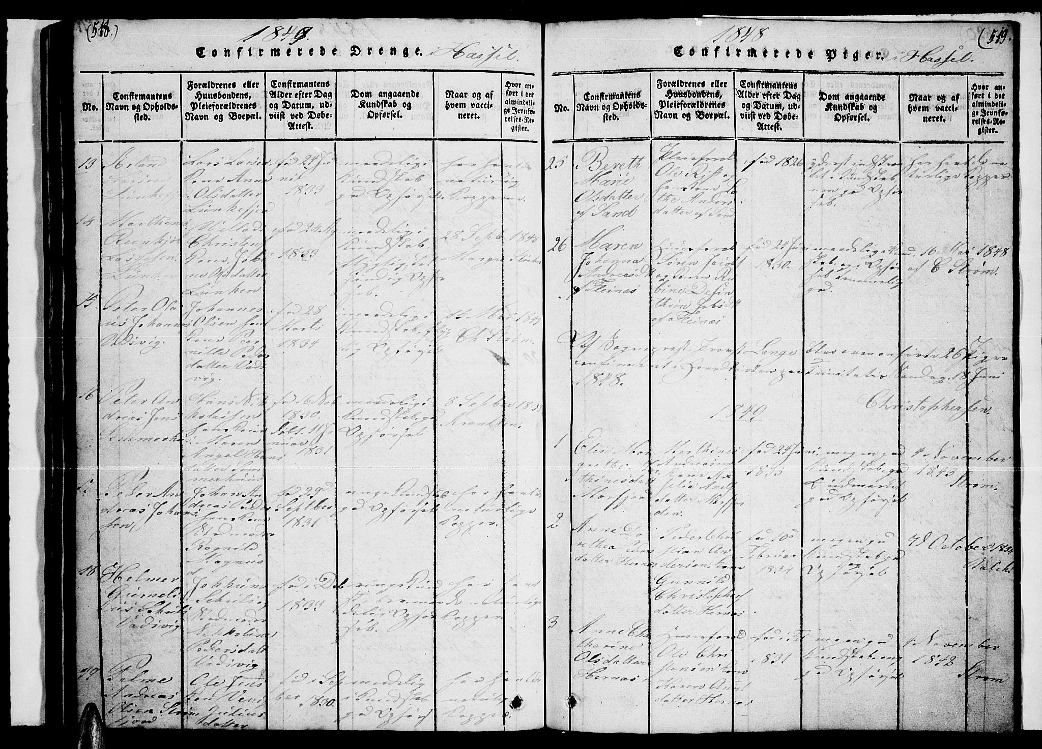 Ministerialprotokoller, klokkerbøker og fødselsregistre - Nordland, AV/SAT-A-1459/888/L1263: Klokkerbok nr. 888C02 /1, 1820-1850, s. 518-519