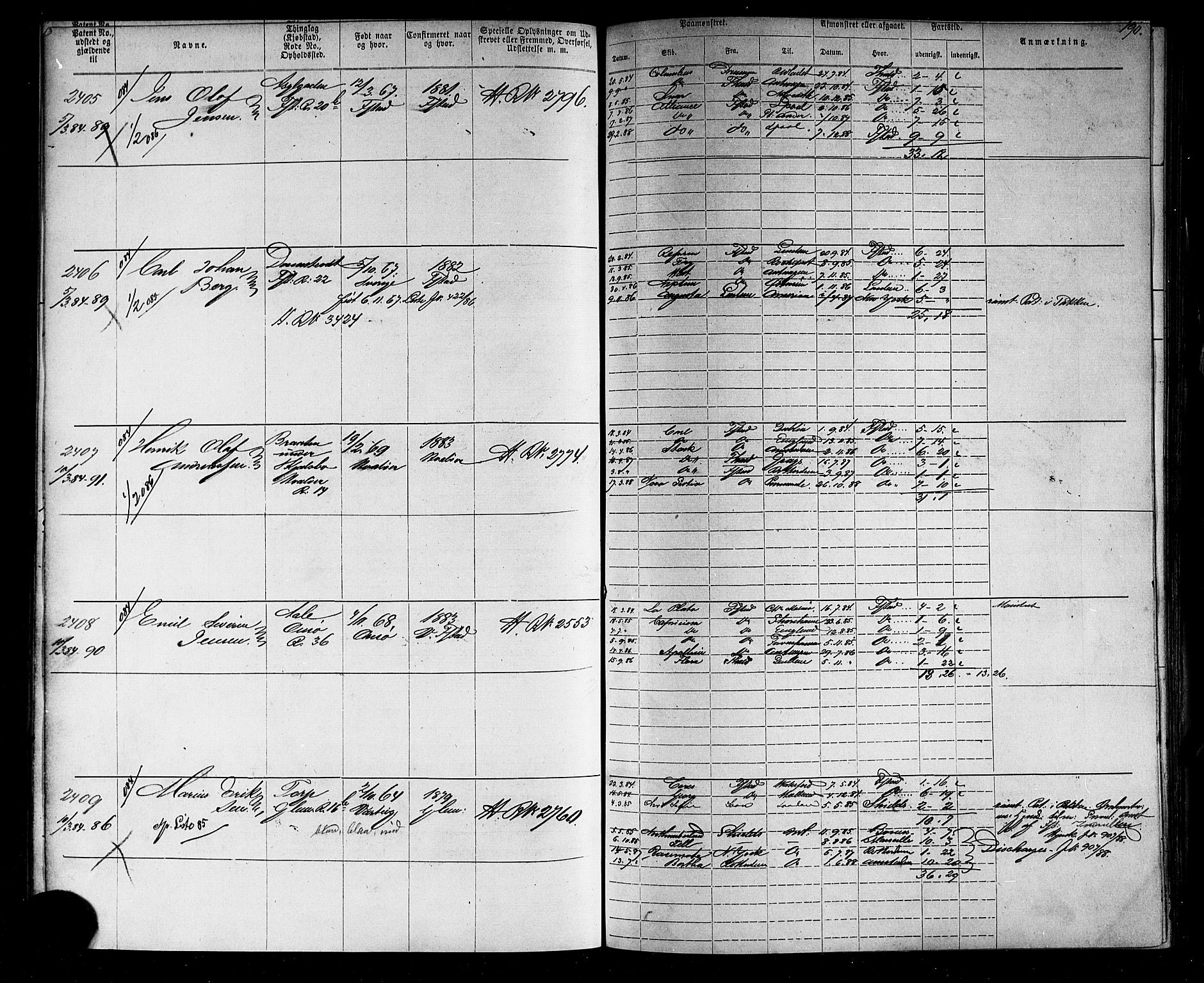 Fredrikstad mønstringskontor, SAO/A-10569b/F/Fc/Fca/L0005: Annotasjonsrulle, 1884-1899, s. 197