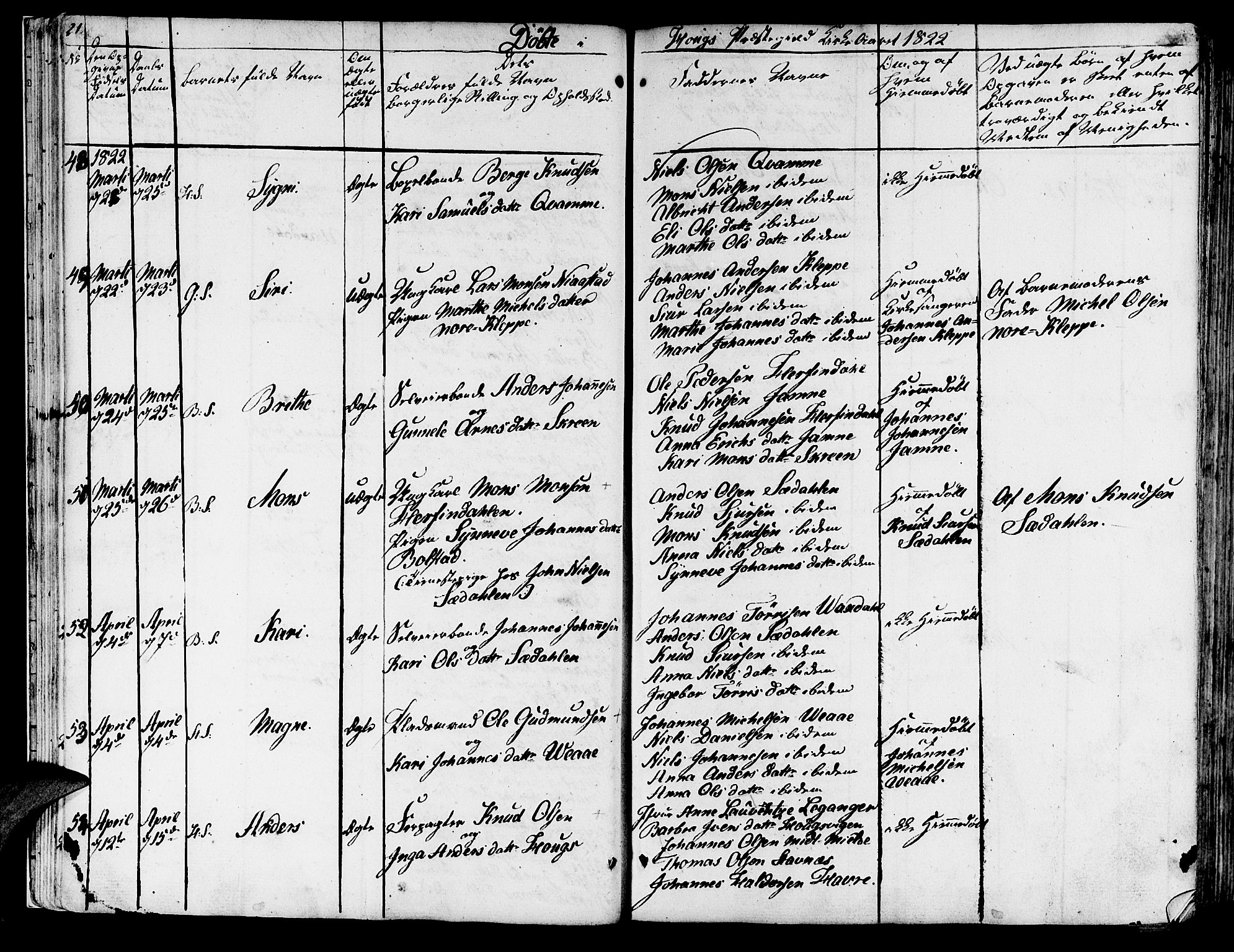 Haus sokneprestembete, SAB/A-75601/H/Haa: Ministerialbok nr. A 13, 1821-1827, s. 21