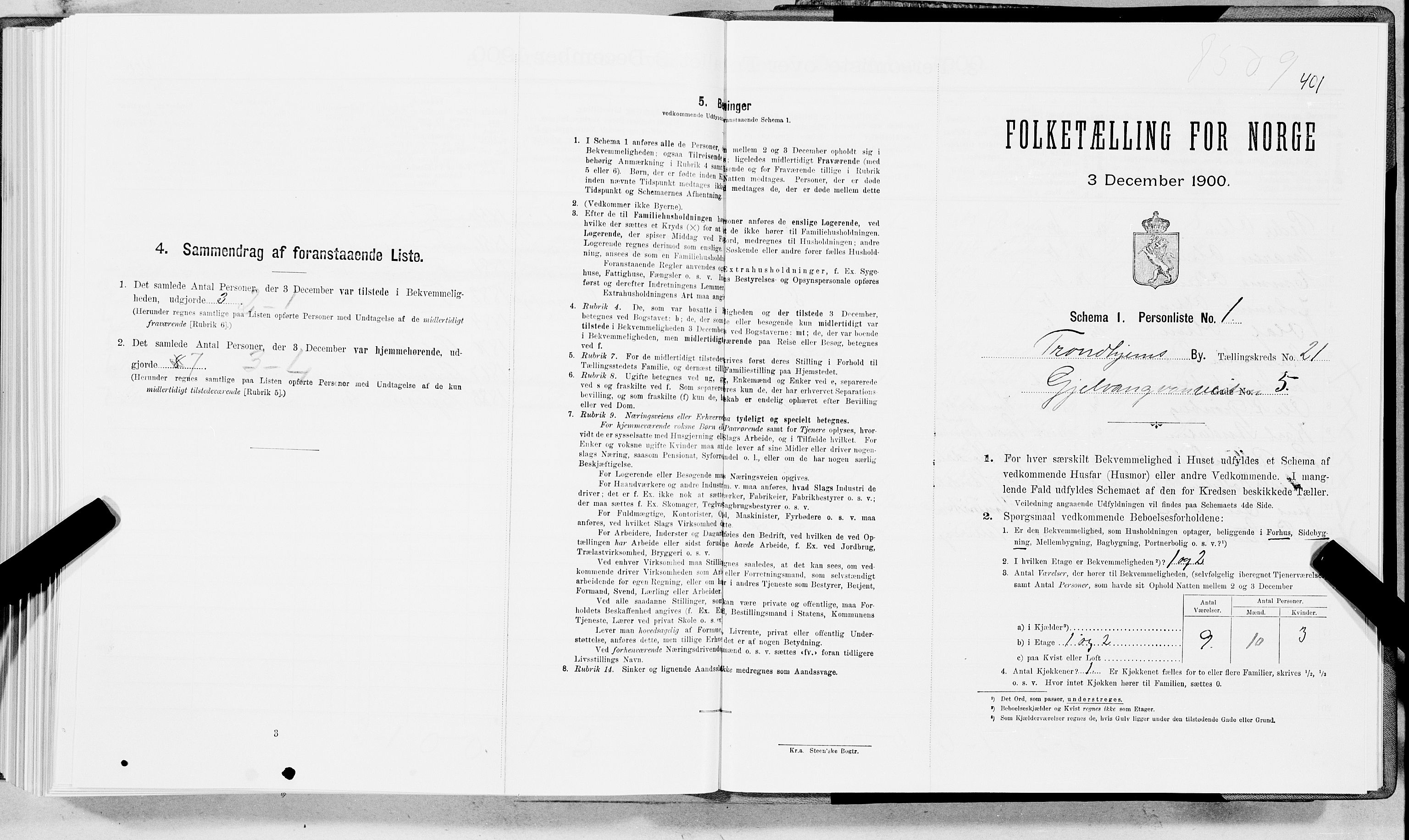 SAT, Folketelling 1900 for 1601 Trondheim kjøpstad, 1900, s. 3466