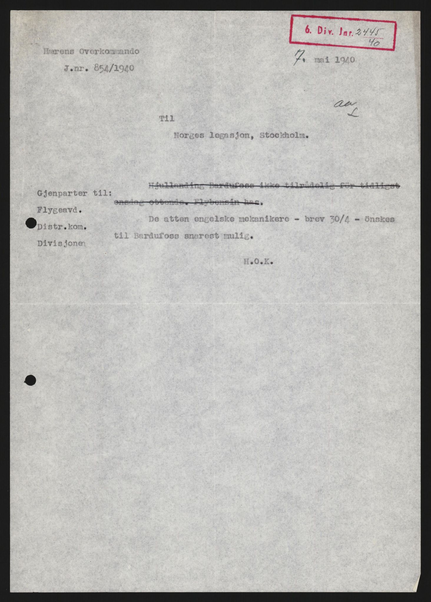 Forsvaret, Forsvarets krigshistoriske avdeling, AV/RA-RAFA-2017/Y/Yb/L0123: II-C-11-600  -  6. Divisjon med avdelinger, 1940, s. 466