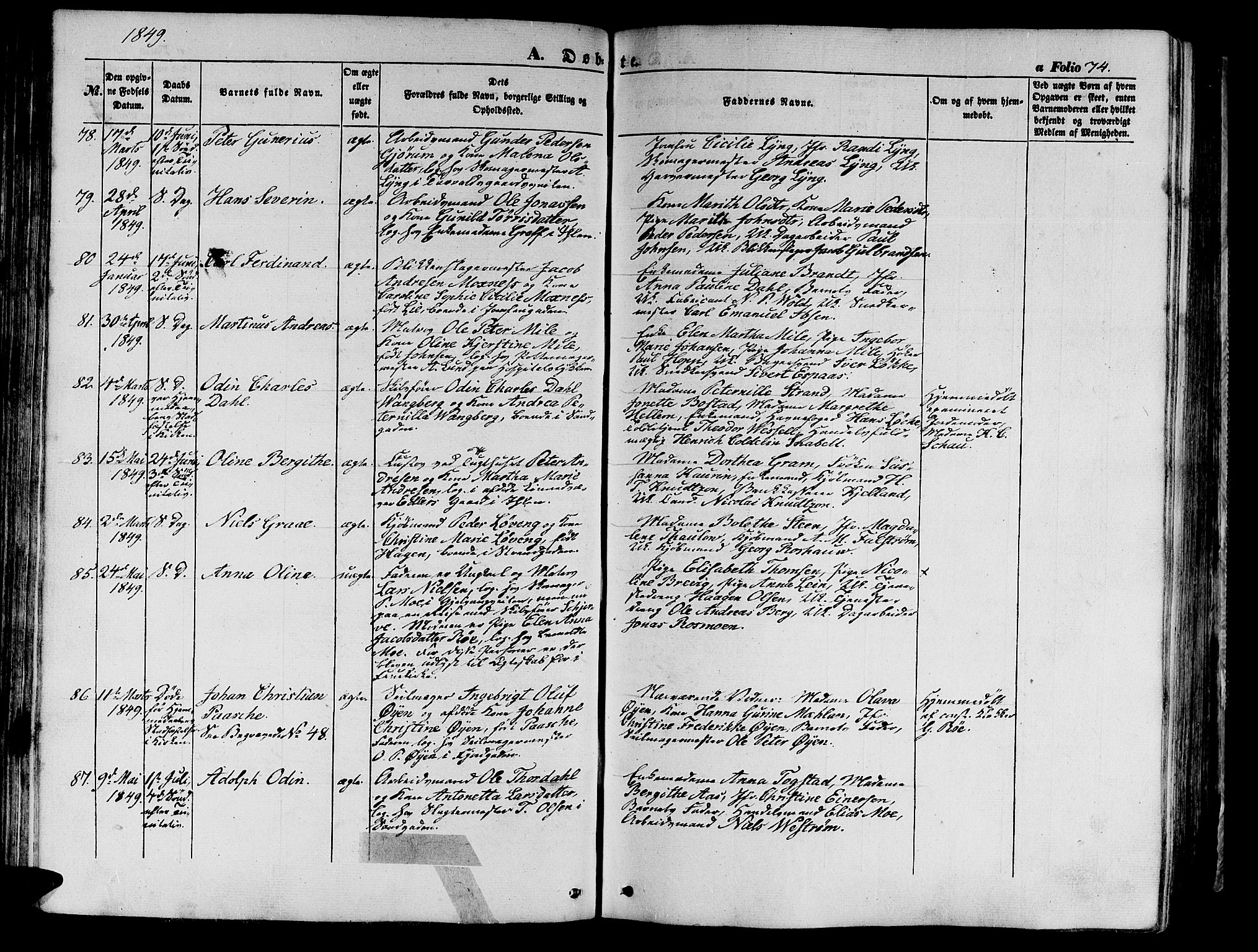 Ministerialprotokoller, klokkerbøker og fødselsregistre - Sør-Trøndelag, SAT/A-1456/602/L0137: Klokkerbok nr. 602C05, 1846-1856, s. 74