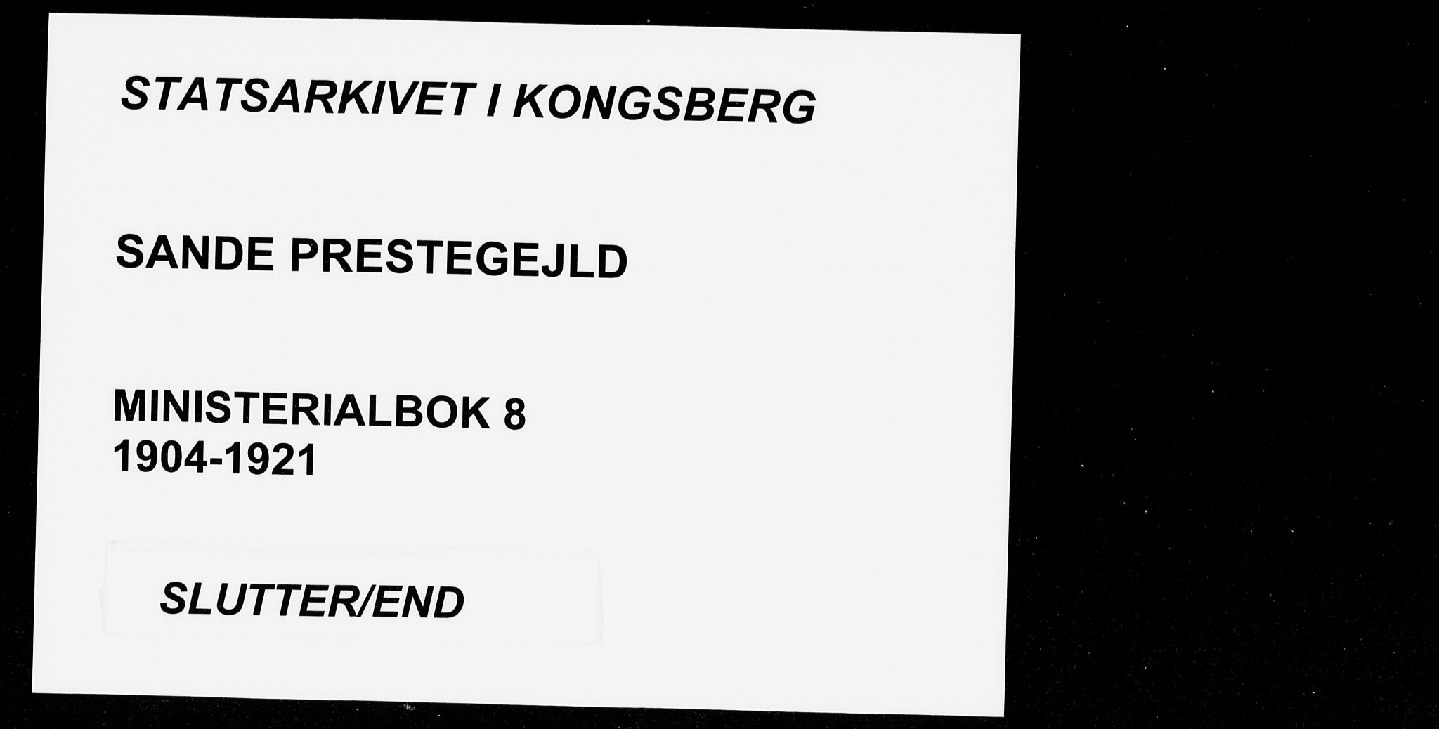 Sande Kirkebøker, AV/SAKO-A-53/F/Fa/L0008: Ministerialbok nr. 8, 1904-1921