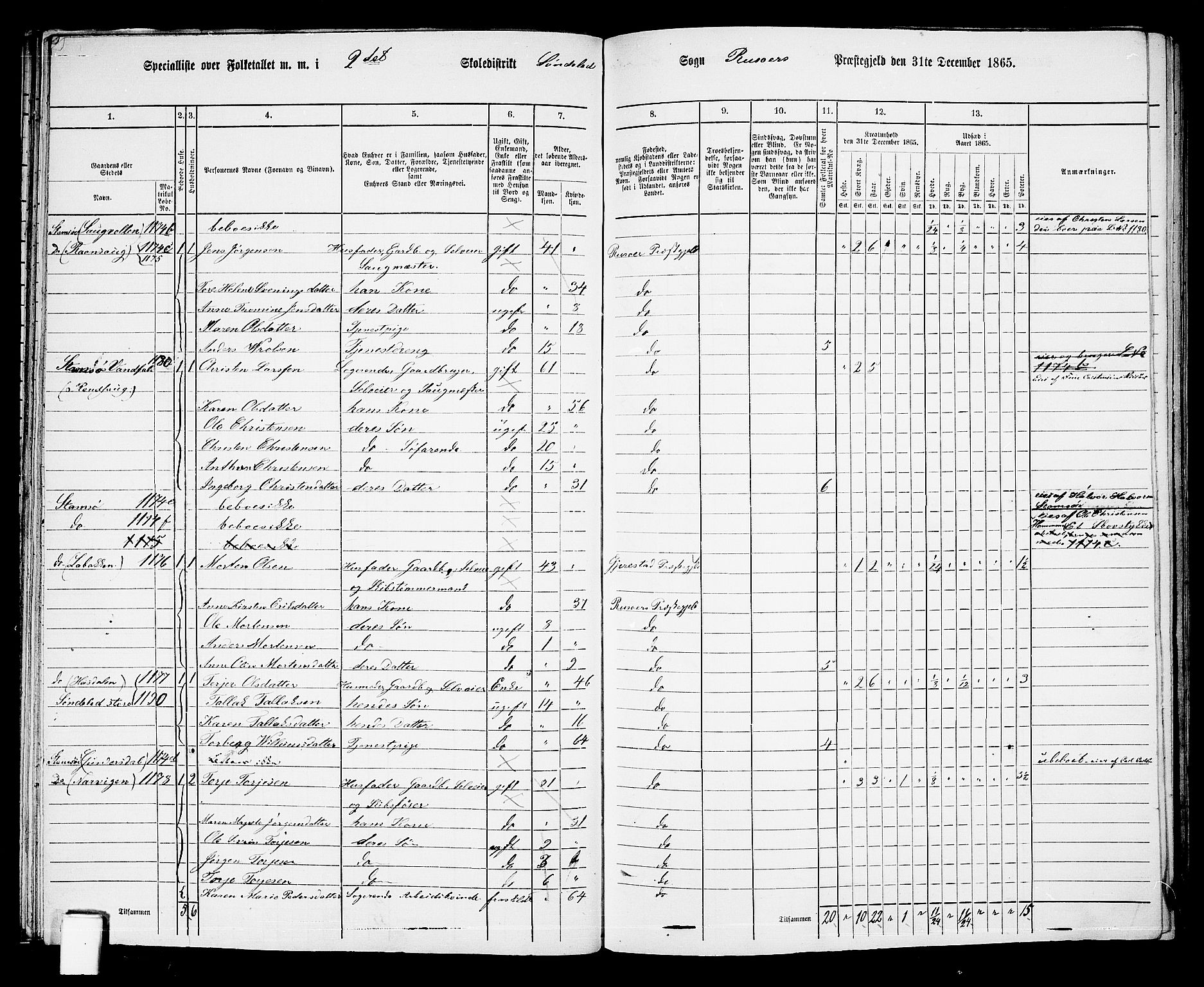 RA, Folketelling 1865 for 0913L Risør prestegjeld, Søndeled sokn, 1865, s. 37