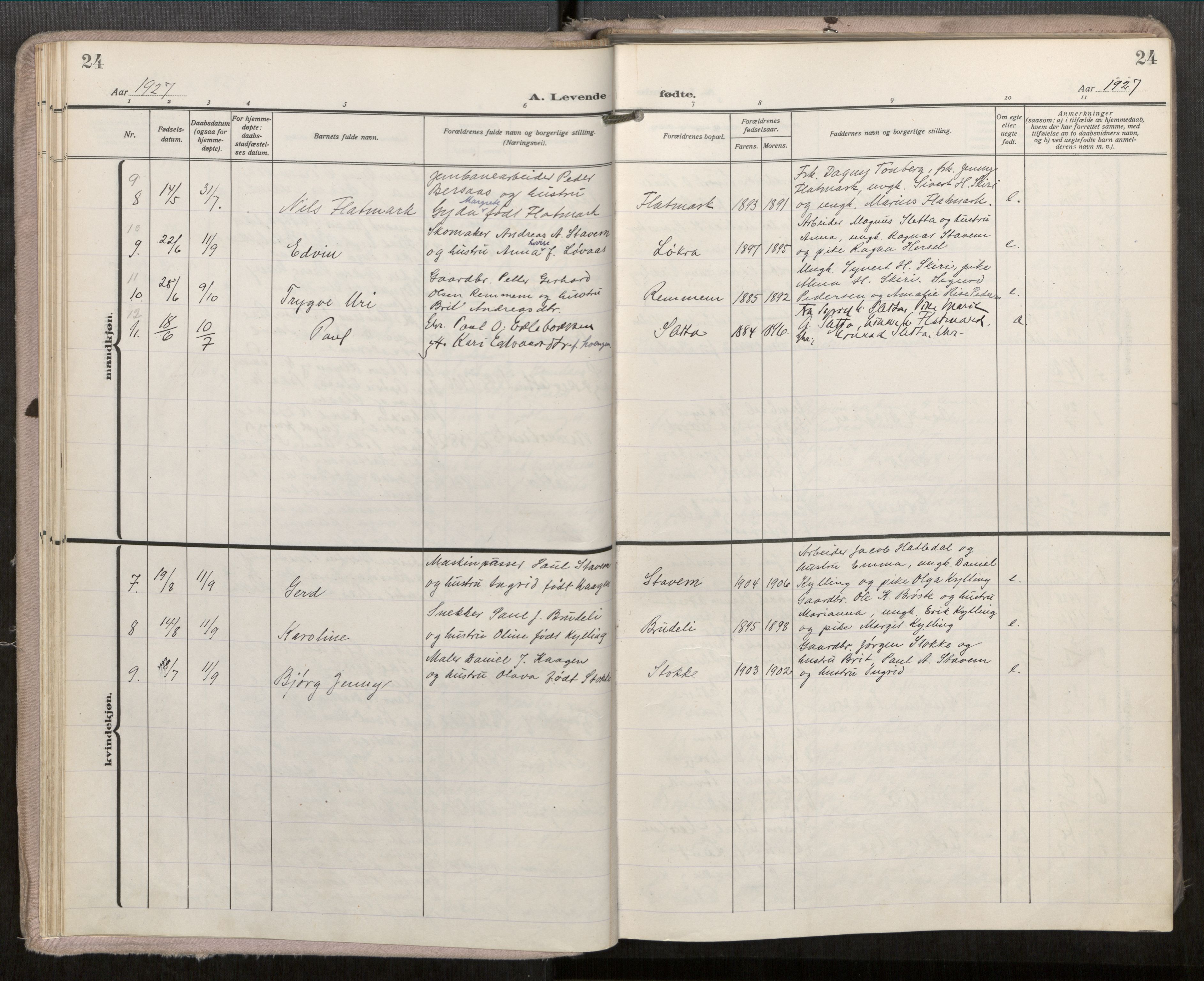 Ministerialprotokoller, klokkerbøker og fødselsregistre - Møre og Romsdal, SAT/A-1454/546/L0601: Ministerialbok nr. 546A04, 1919-1956, s. 24