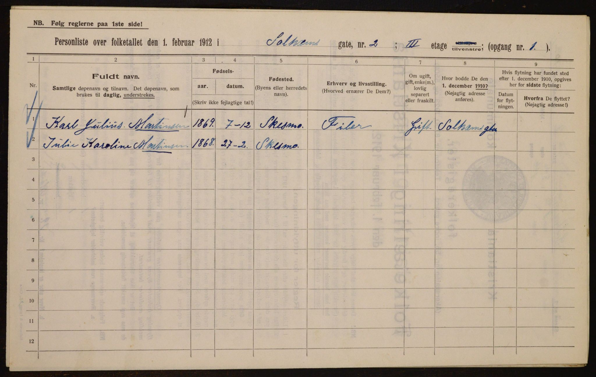 OBA, Kommunal folketelling 1.2.1912 for Kristiania, 1912, s. 99843