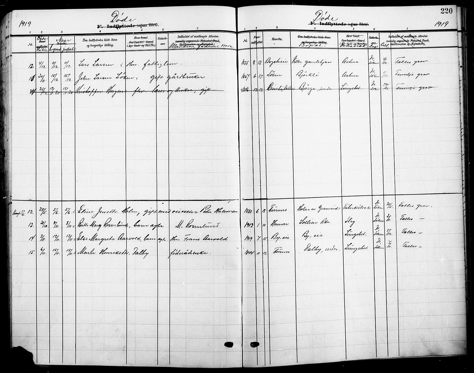Ringsaker prestekontor, AV/SAH-PREST-014/L/La/L0017: Klokkerbok nr. 17, 1905-1920, s. 220