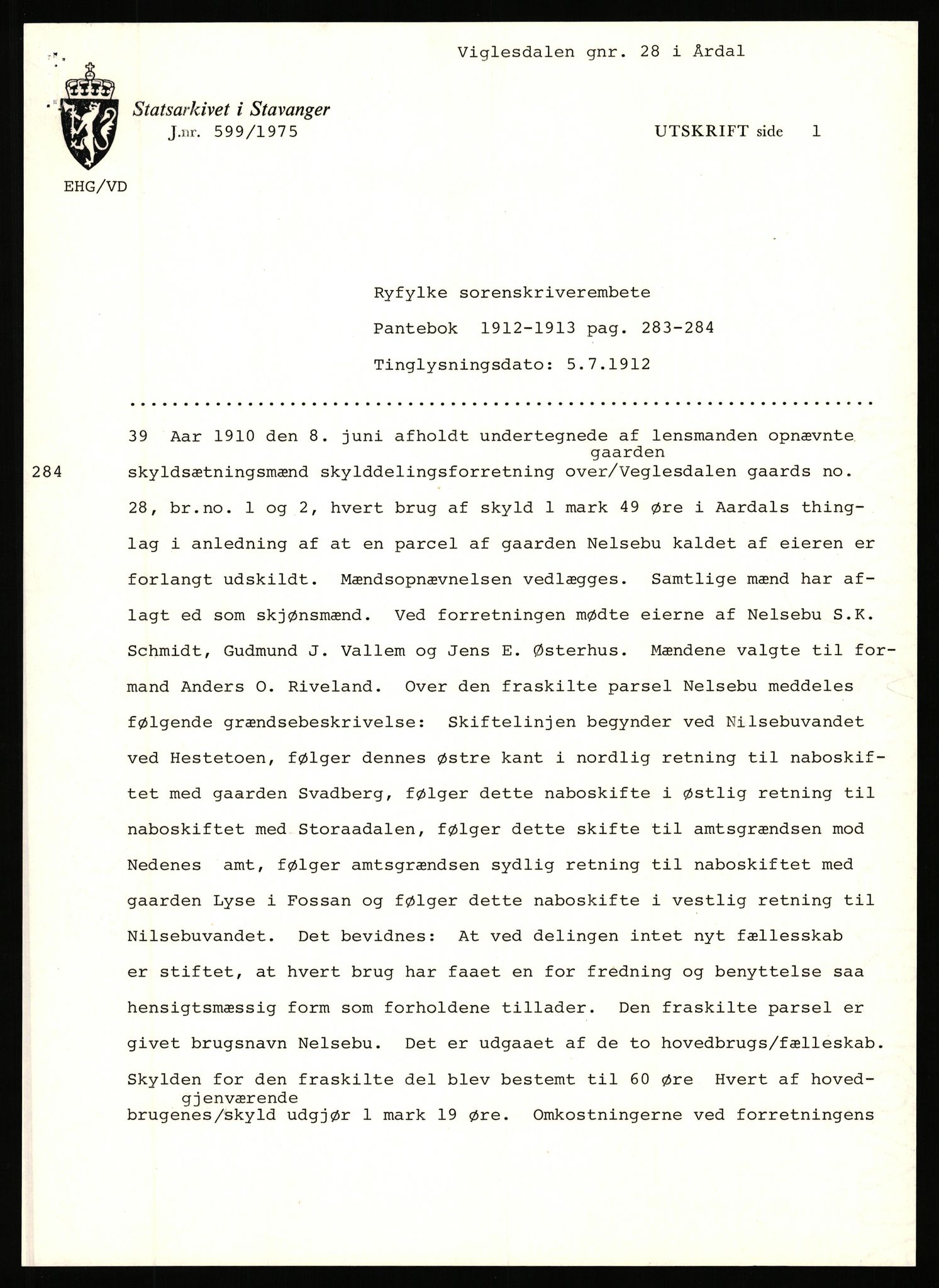 Statsarkivet i Stavanger, AV/SAST-A-101971/03/Y/Yj/L0094: Avskrifter sortert etter gårdsnavn: Vetrhus - Vik i Nerstrand, 1750-1930, s. 549