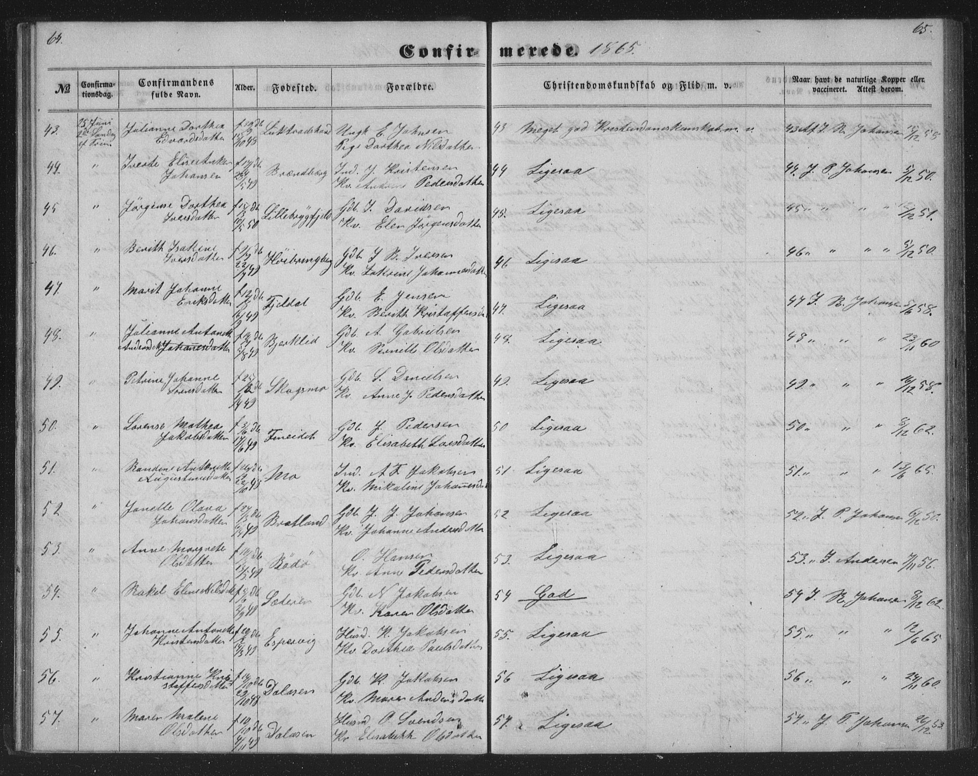 Ministerialprotokoller, klokkerbøker og fødselsregistre - Nordland, AV/SAT-A-1459/825/L0366: Klokkerbok nr. 825C03, 1858-1884, s. 64-65