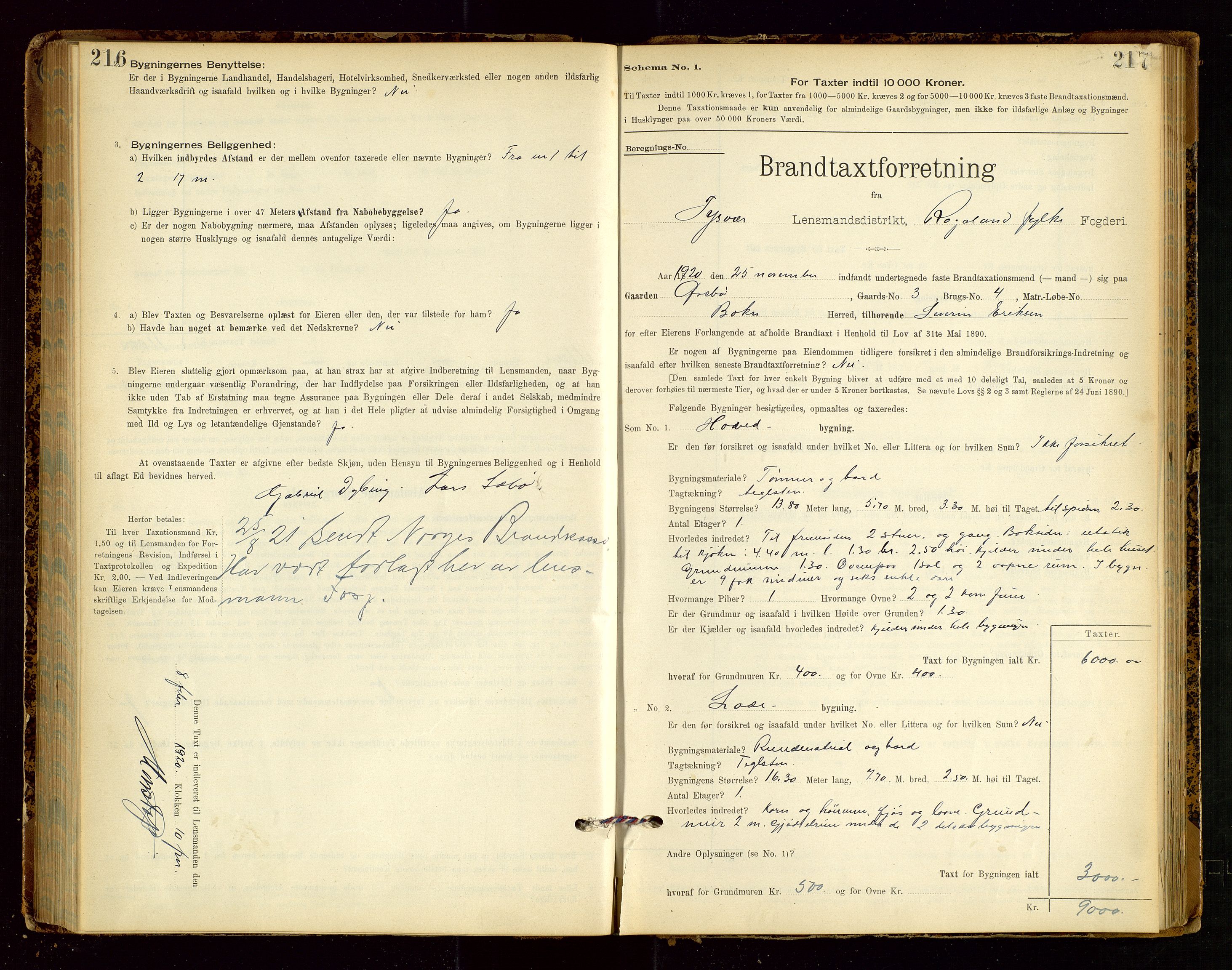 Tysvær lensmannskontor, AV/SAST-A-100192/Gob/L0002: "Brandtakstprotokol for Lensmanden i Tysvær", 1901-1932, s. 216-217