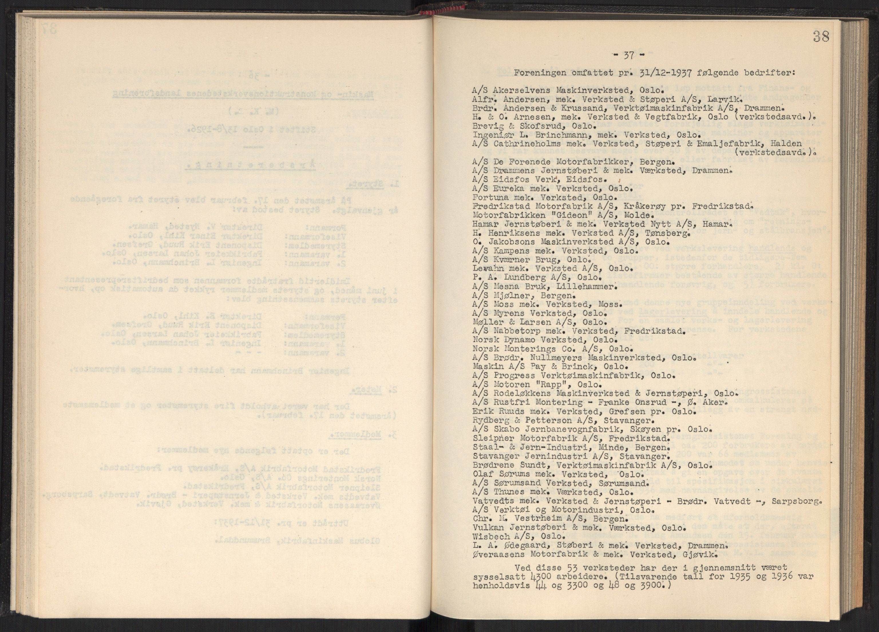 Teknologibedriftenes Landsforening TBL, RA/PA-1700/A/Ad/L0006: Årsberetning med register, 1937-1943, s. 38