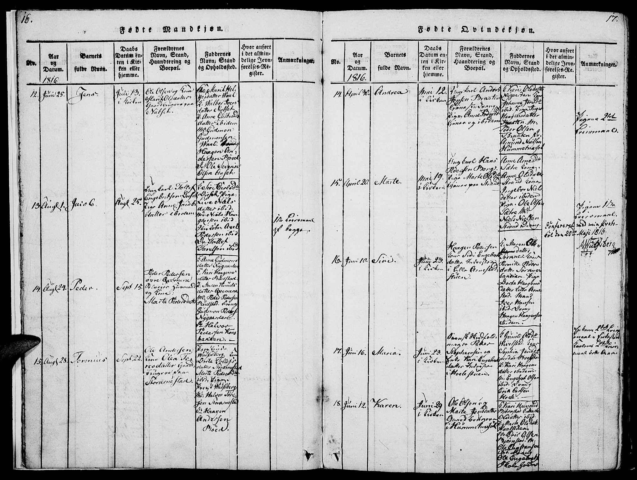 Åmot prestekontor, Hedmark, AV/SAH-PREST-056/H/Ha/Hab/L0001: Klokkerbok nr. 1, 1815-1847, s. 16-17