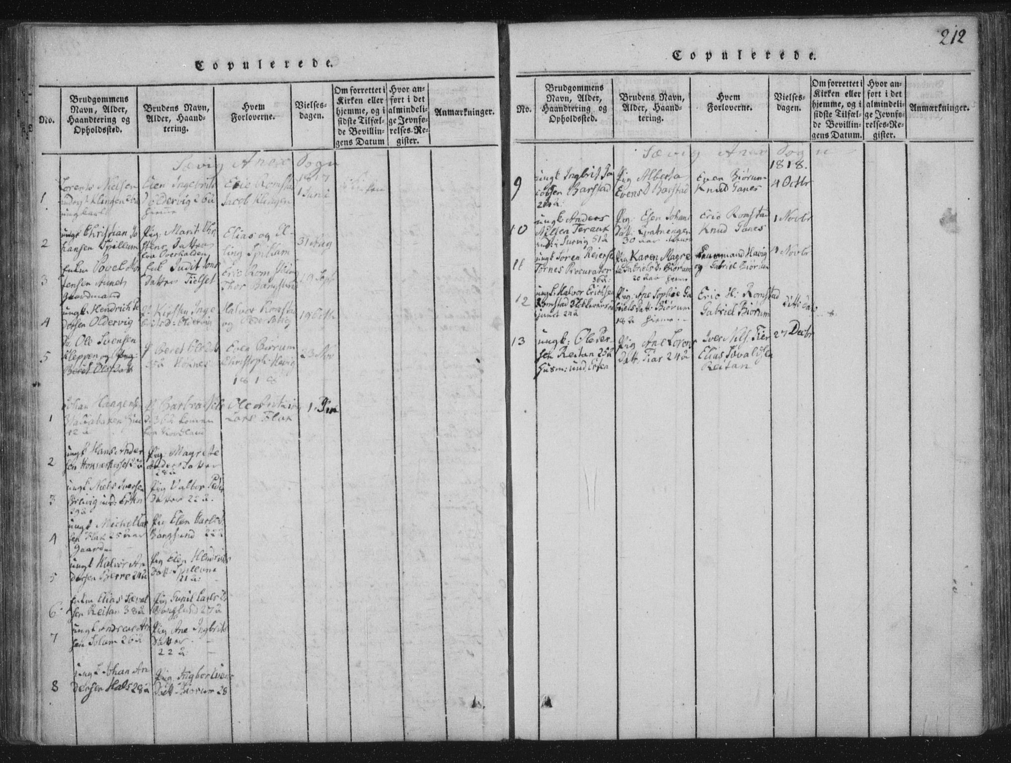 Ministerialprotokoller, klokkerbøker og fødselsregistre - Nord-Trøndelag, SAT/A-1458/773/L0609: Ministerialbok nr. 773A03 /4, 1815-1818, s. 212