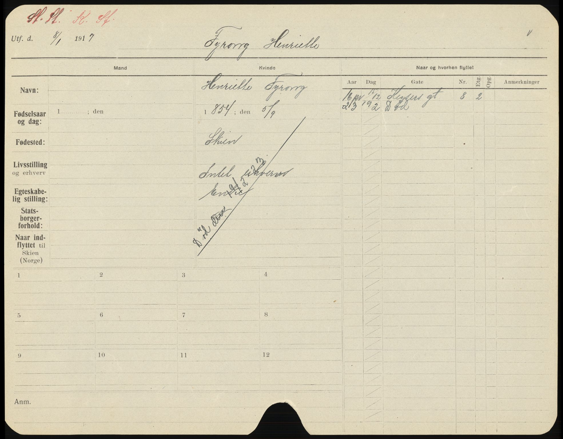 Skien folkeregister, AV/SAKO-A-425/H/Ha/L0001: Døde, 1916-1929, s. 1091